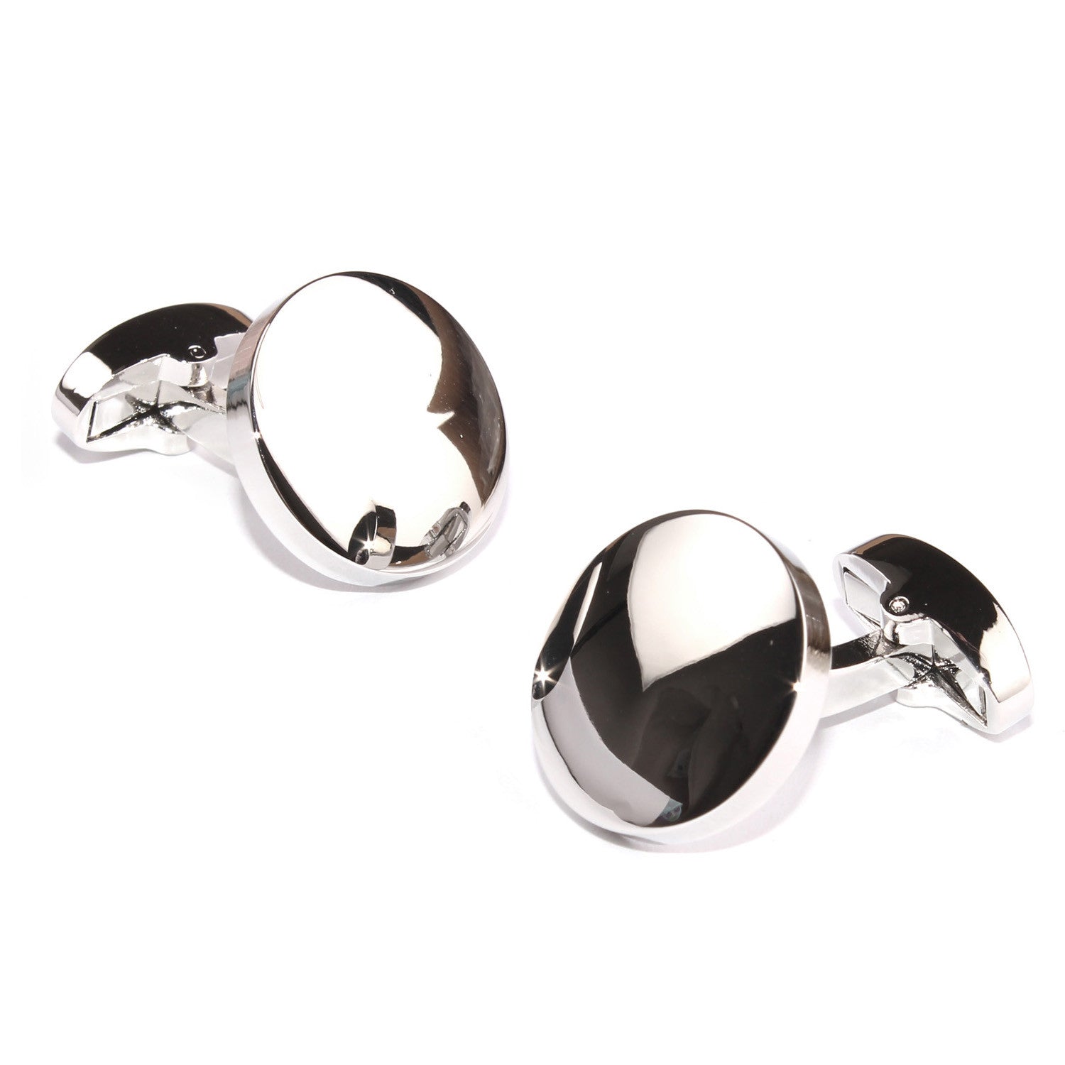 Silver Circle Clear Face Cufflinks