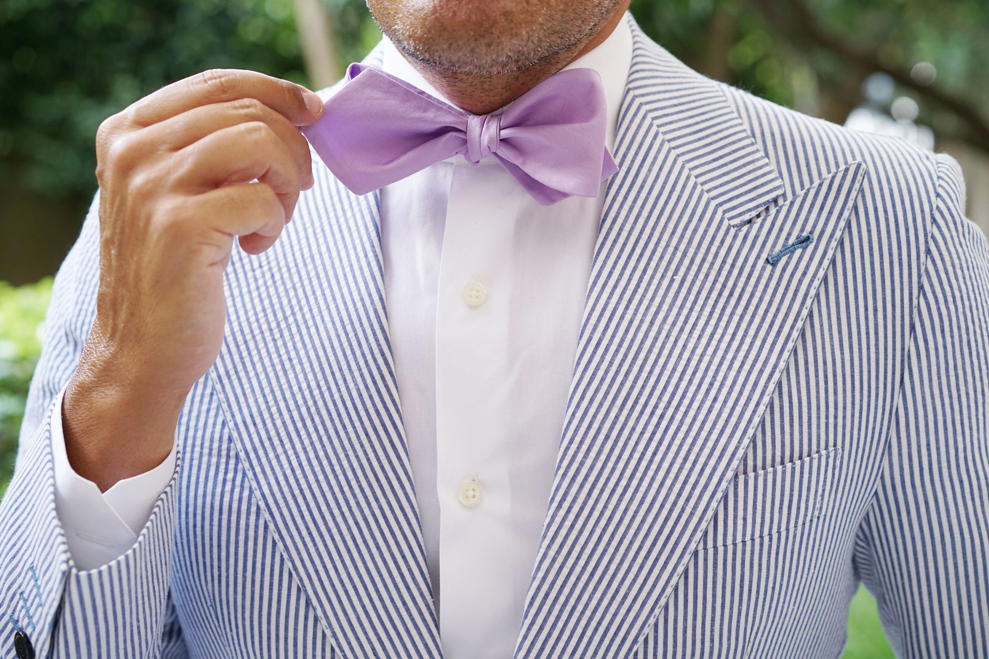 Lilac Purple Cotton Self Tie Diamond Tip Bow Tie