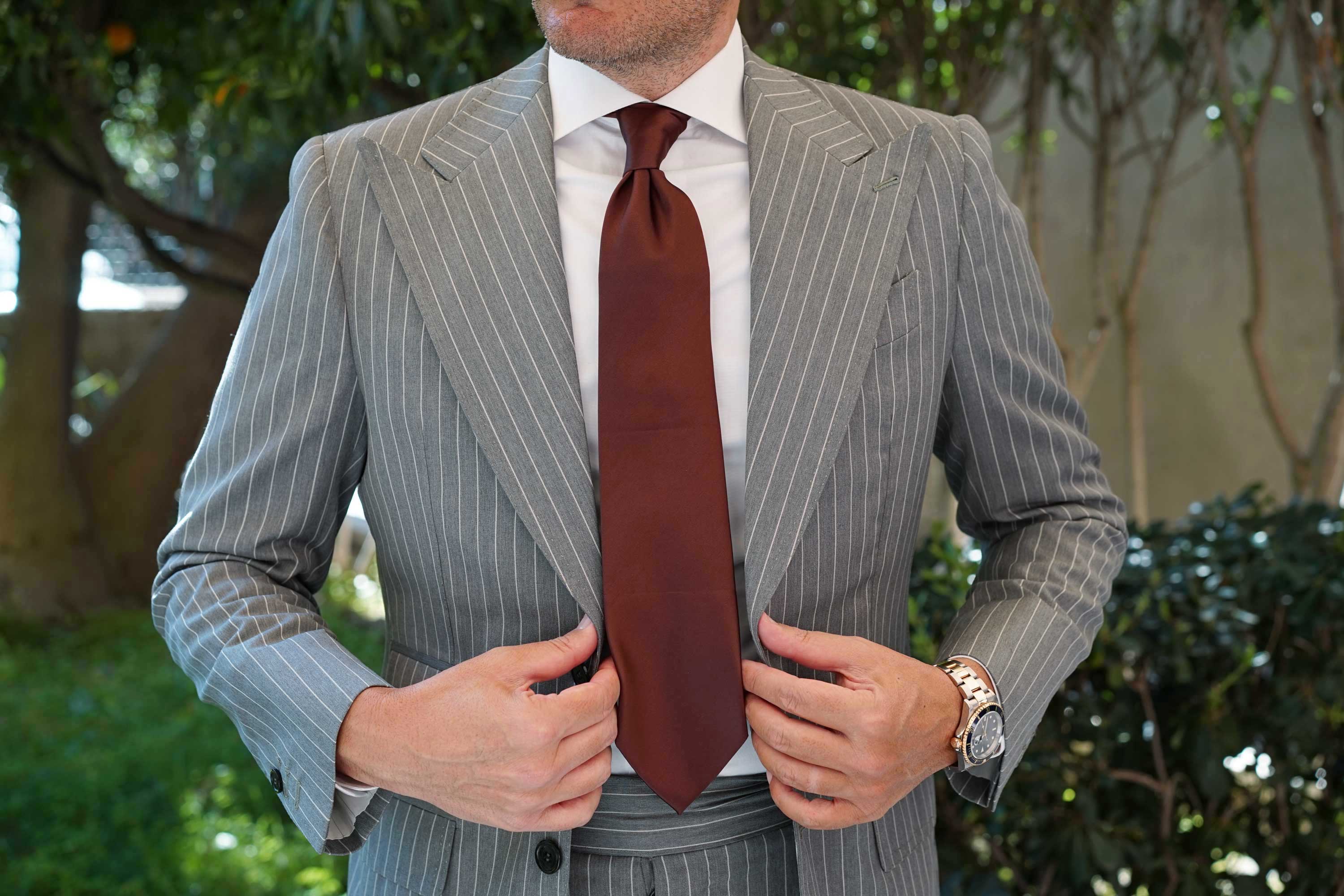 Cocoa Brown Satin Necktie