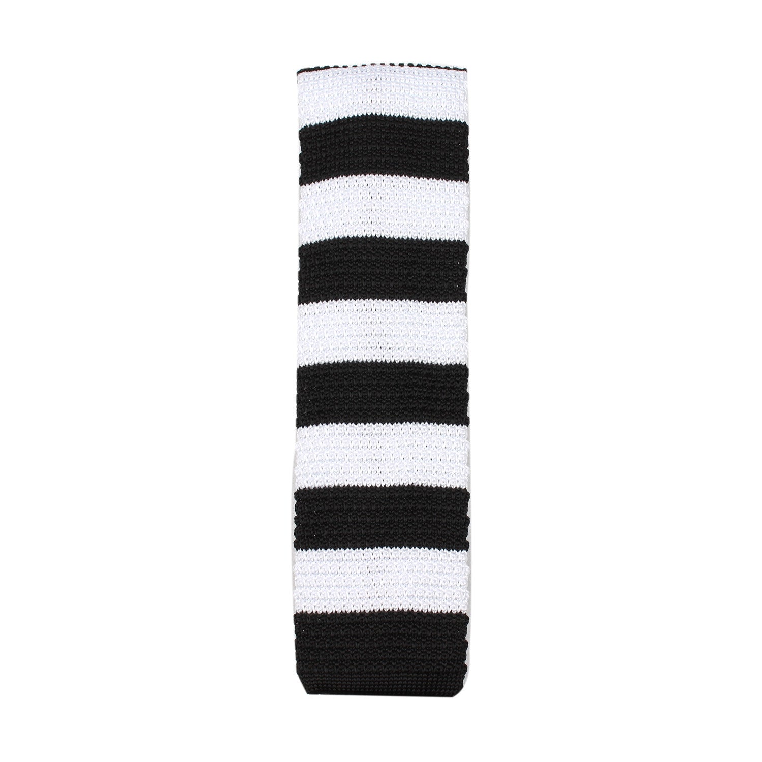 Black & White Thick Stripes Knitted Tie