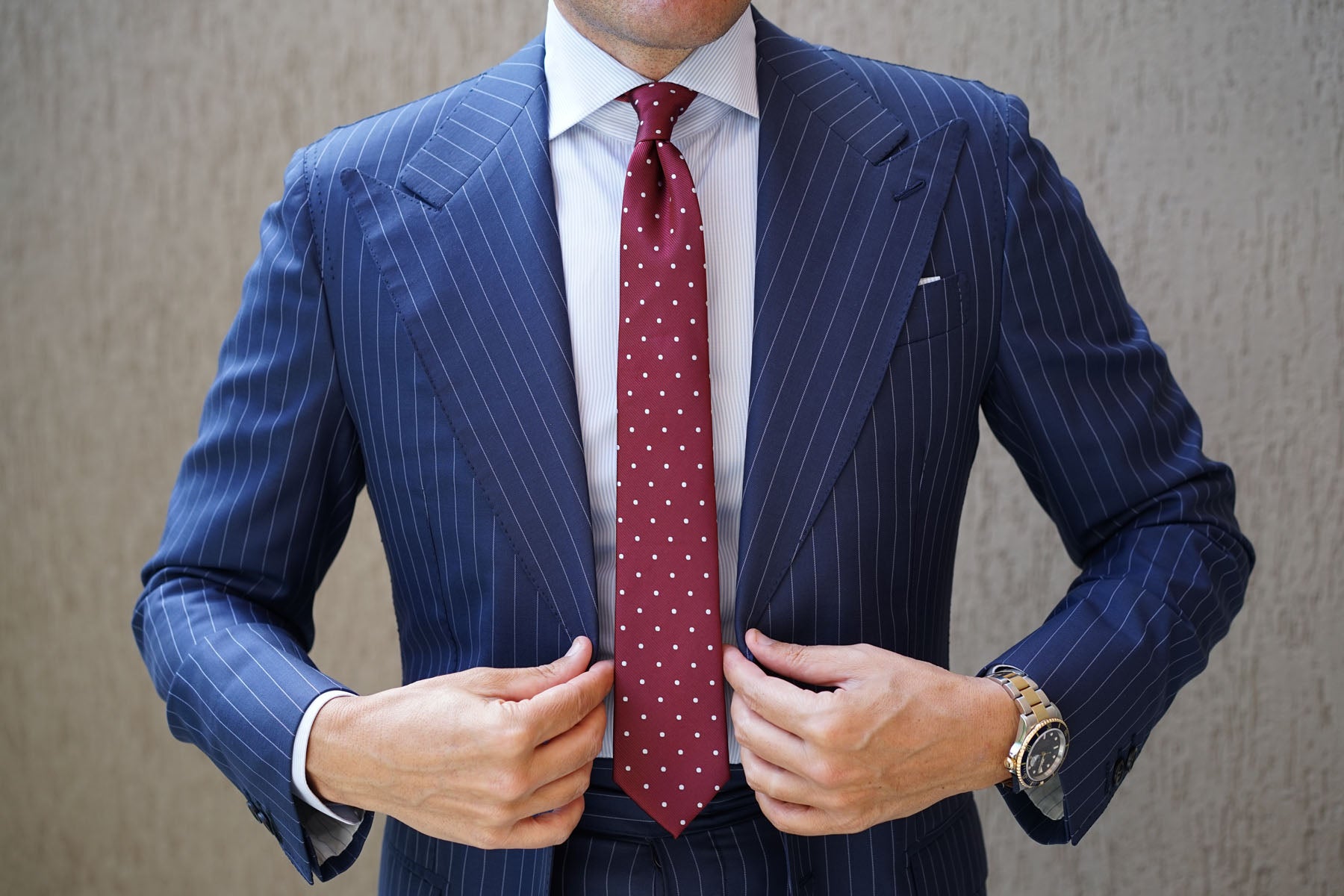 Burgundy Polka Dots Skinny Tie