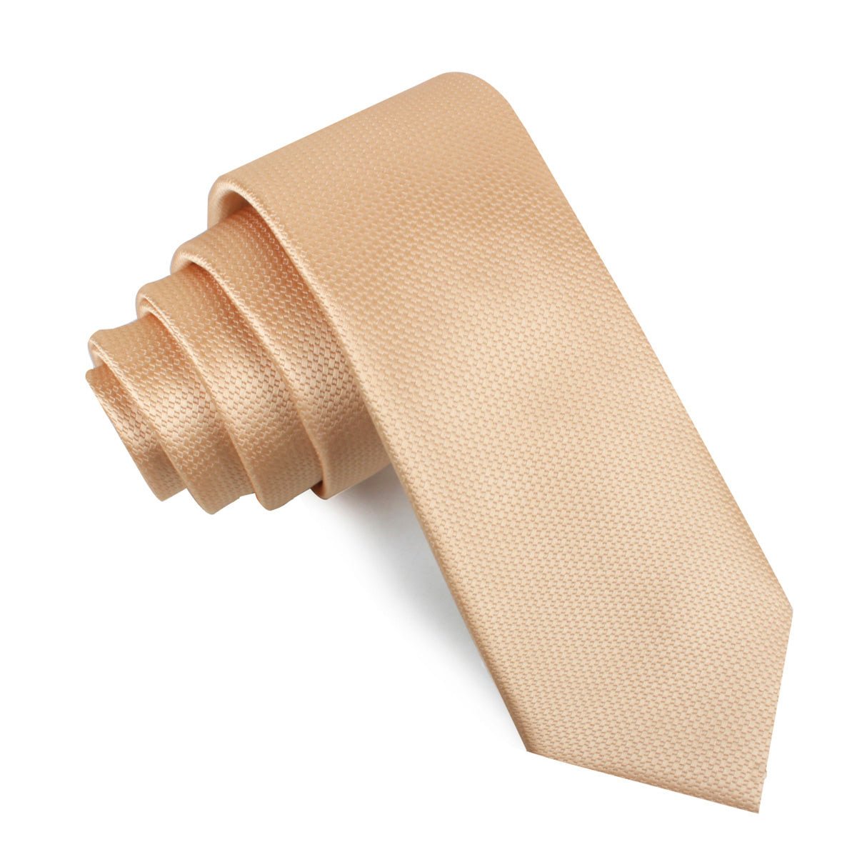 Champagne Gold Basket Weave Skinny Tie