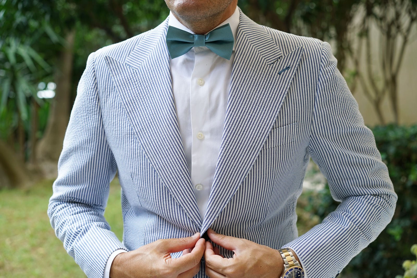 Dusty Jade Green Twill Bow Tie