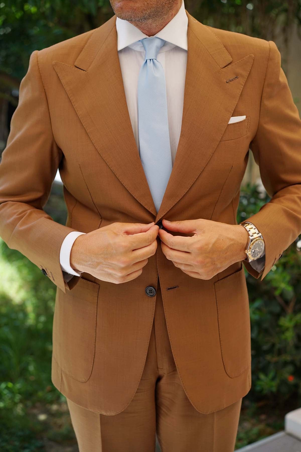 Dusty Ice Blue Weave Skinny Tie