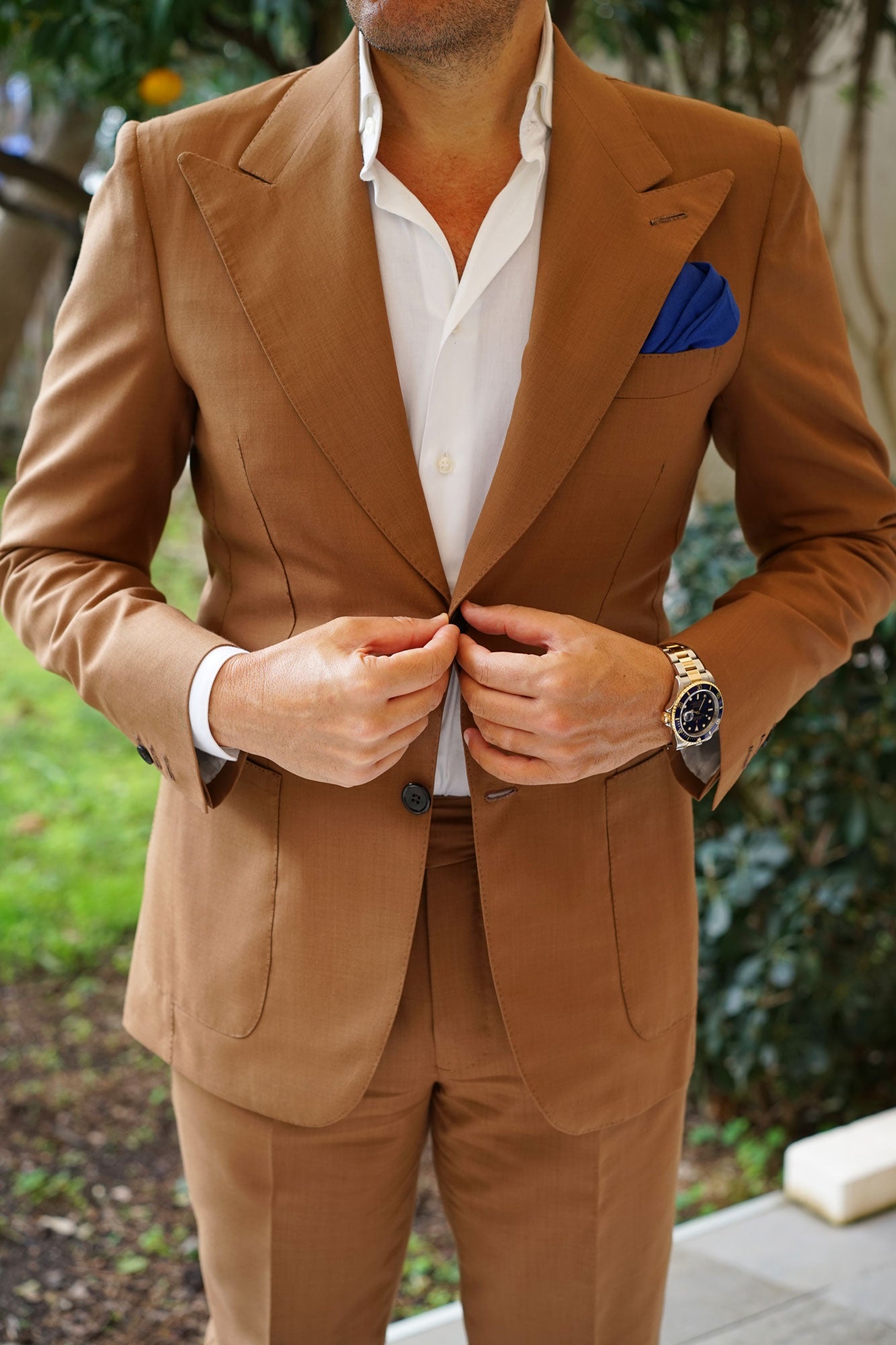 Cobalt Blue Linen Pocket Square