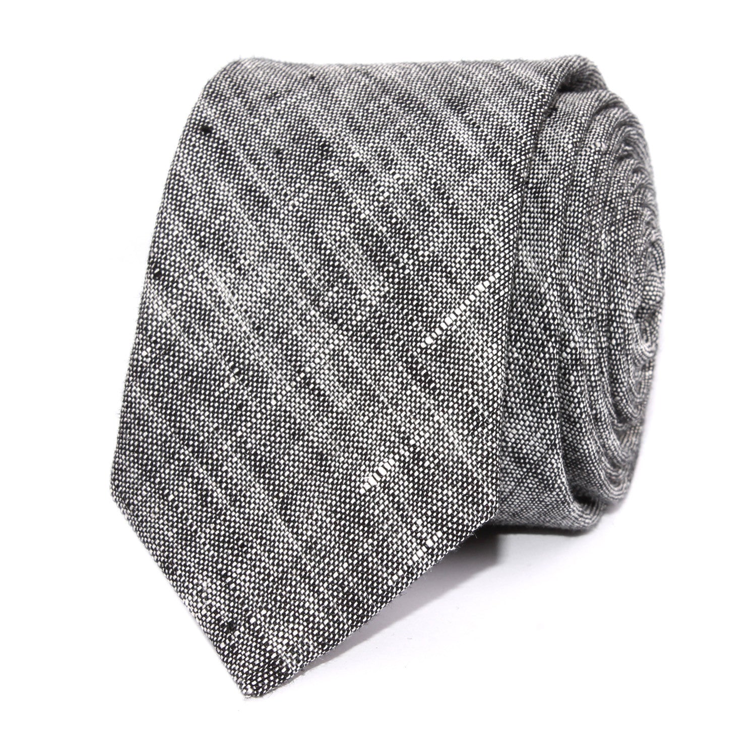 Black Linen Chambray Skinny Tie