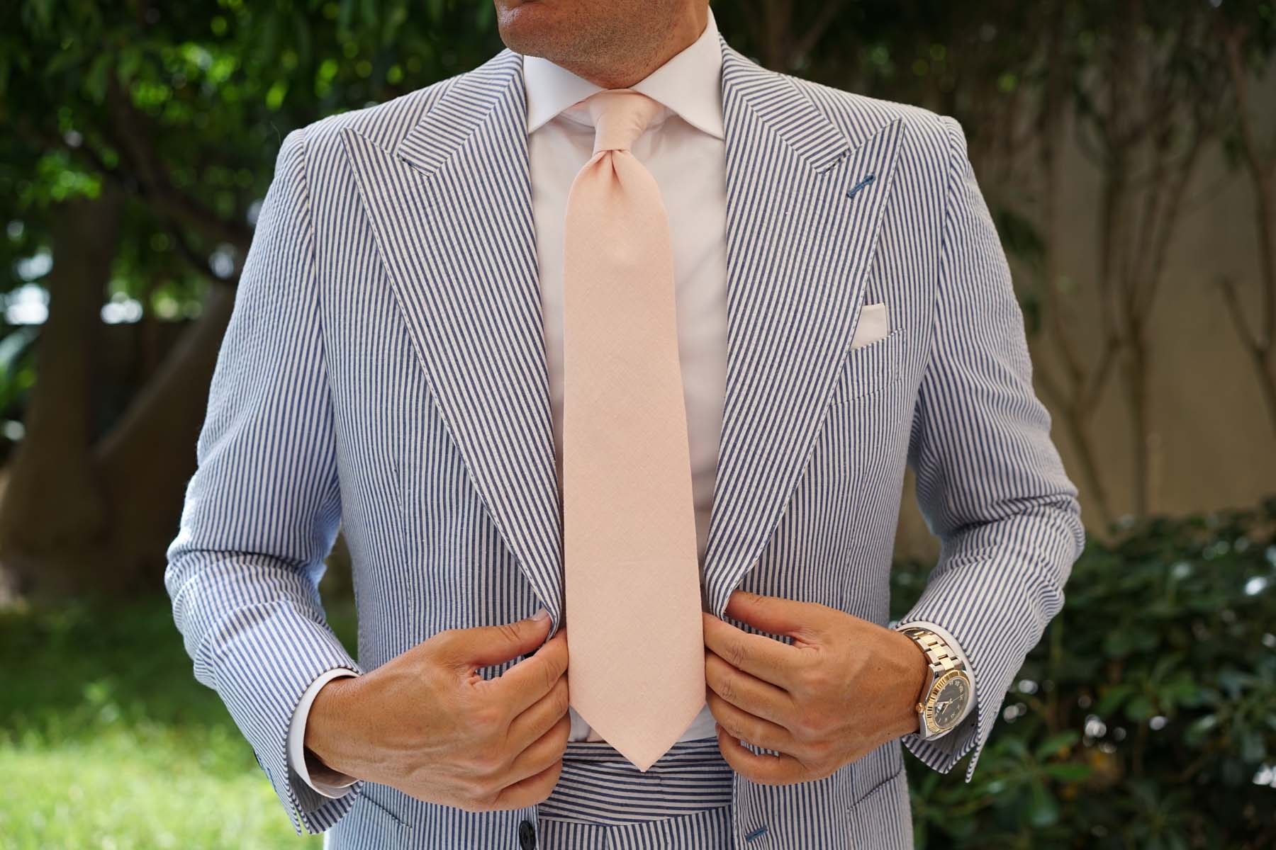 Blush Petal Pink Linen Necktie