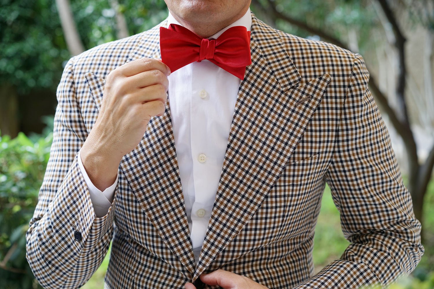 Red Cherry Satin Self Bow Tie