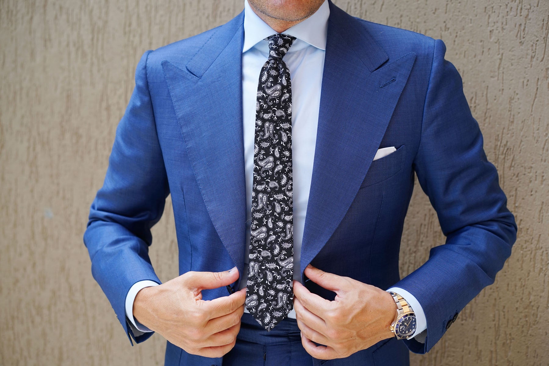 Mr Pollard Black Paisley Skinny Tie