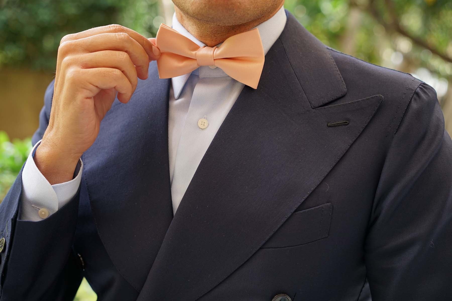 Salmon Satin Bow Tie