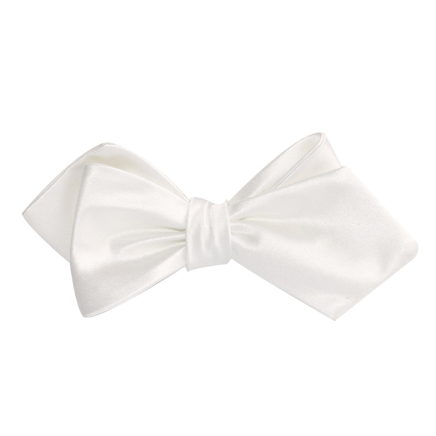 Ivory Satin Self Tie Diamond Tip Bow Tie