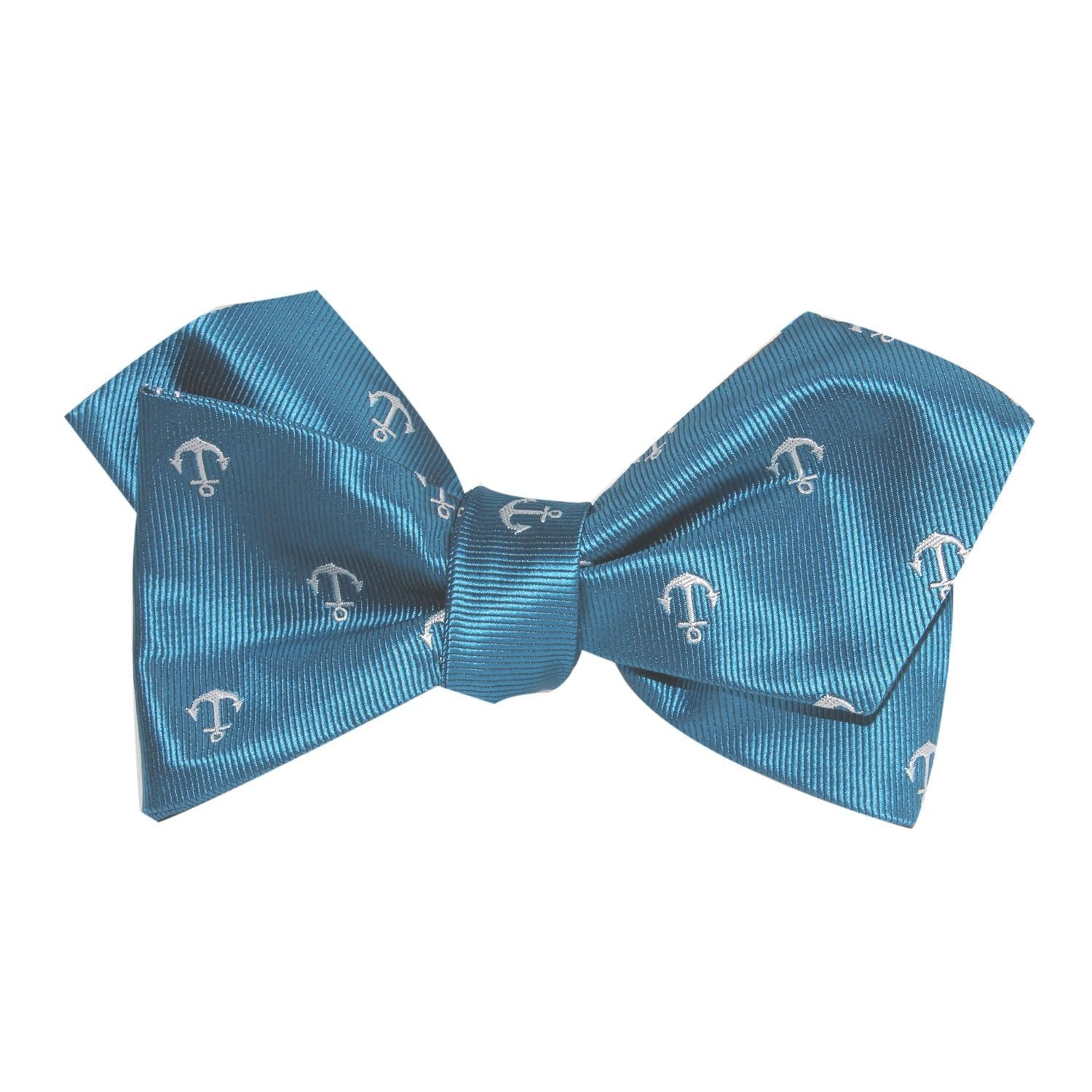 The OTAA Teal Blue Anchor Self Tie Diamond Tip Bow Tie