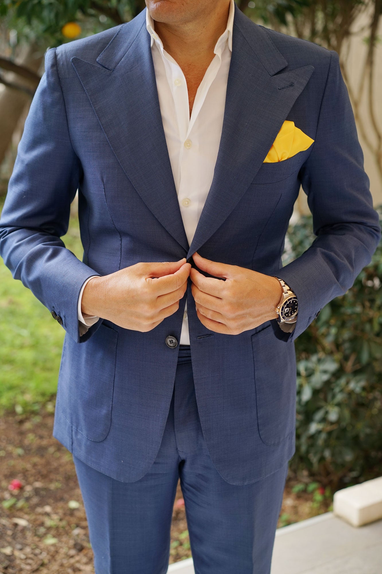 Daffodil Tuscan Sun Yellow Weave Pocket Square