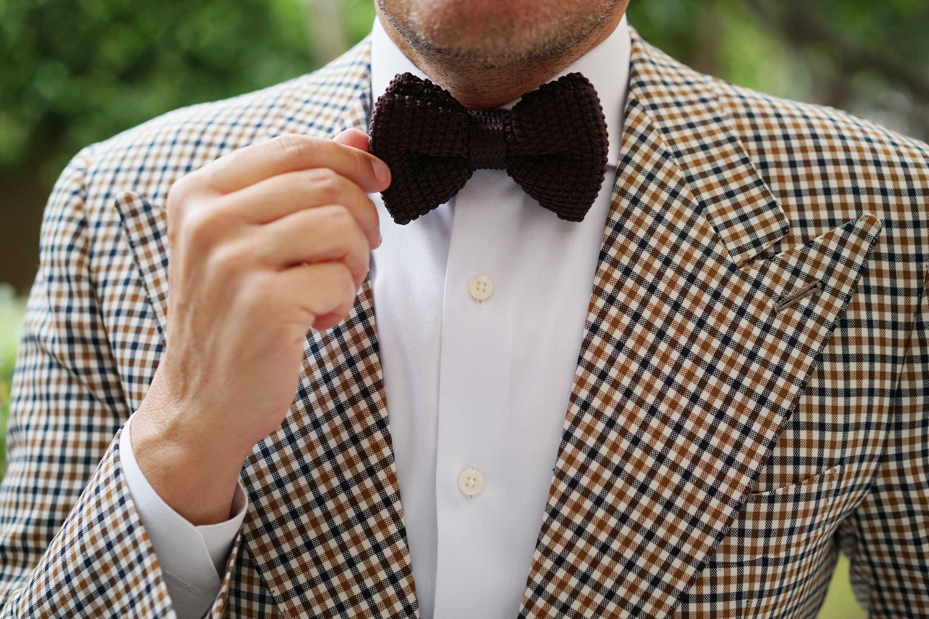 Brown Knitted Bow Tie