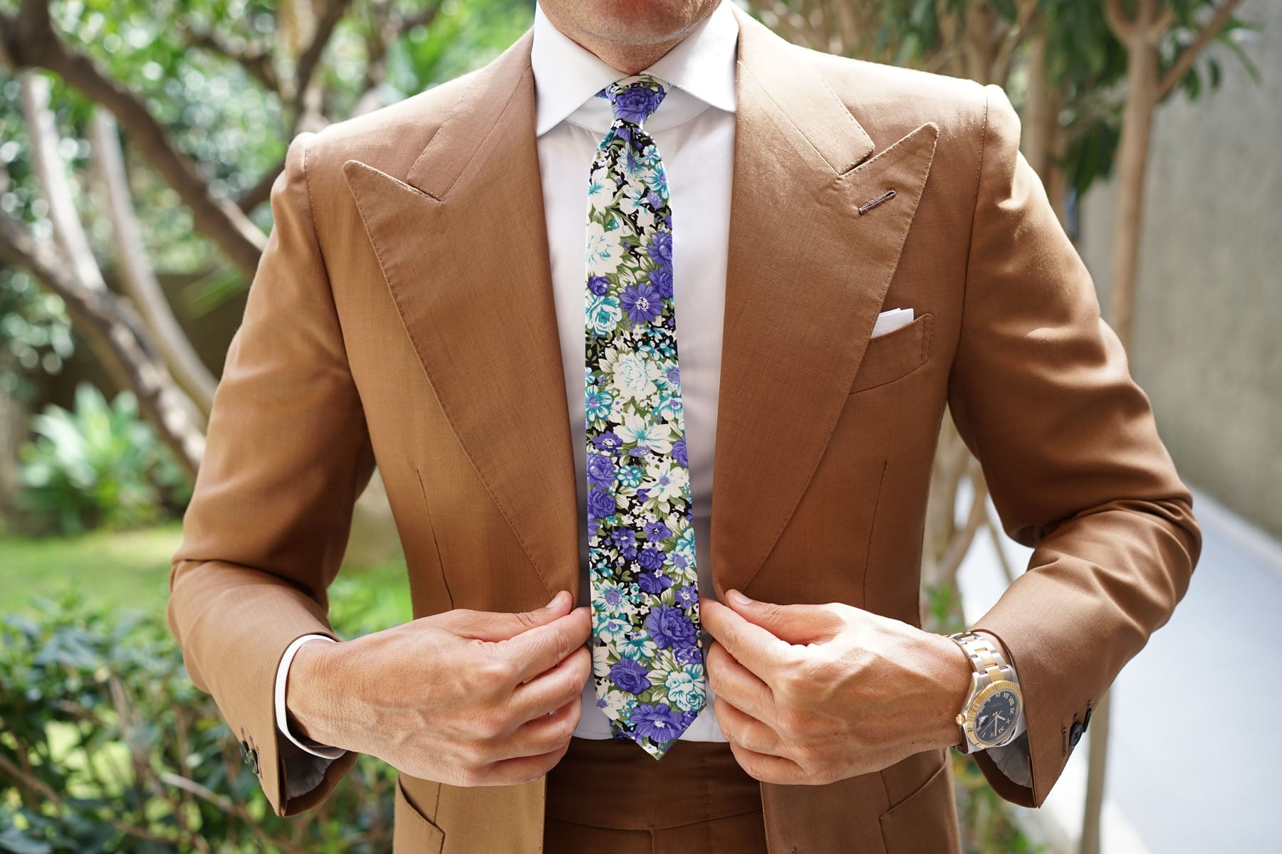 Pianosa Purple Floral Skinny Tie