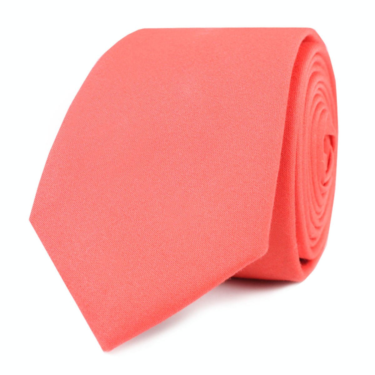 Coral Pink Cotton Skinny Tie