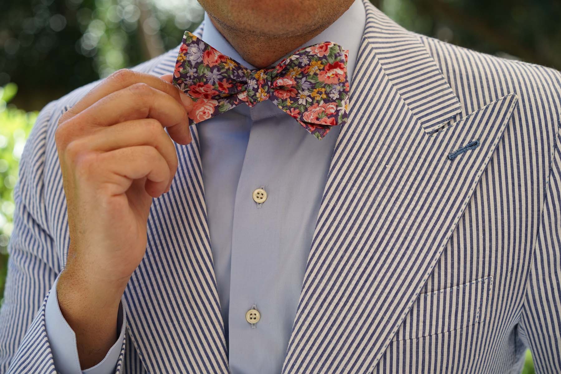 Purple Giverny Floral Self Bow Tie