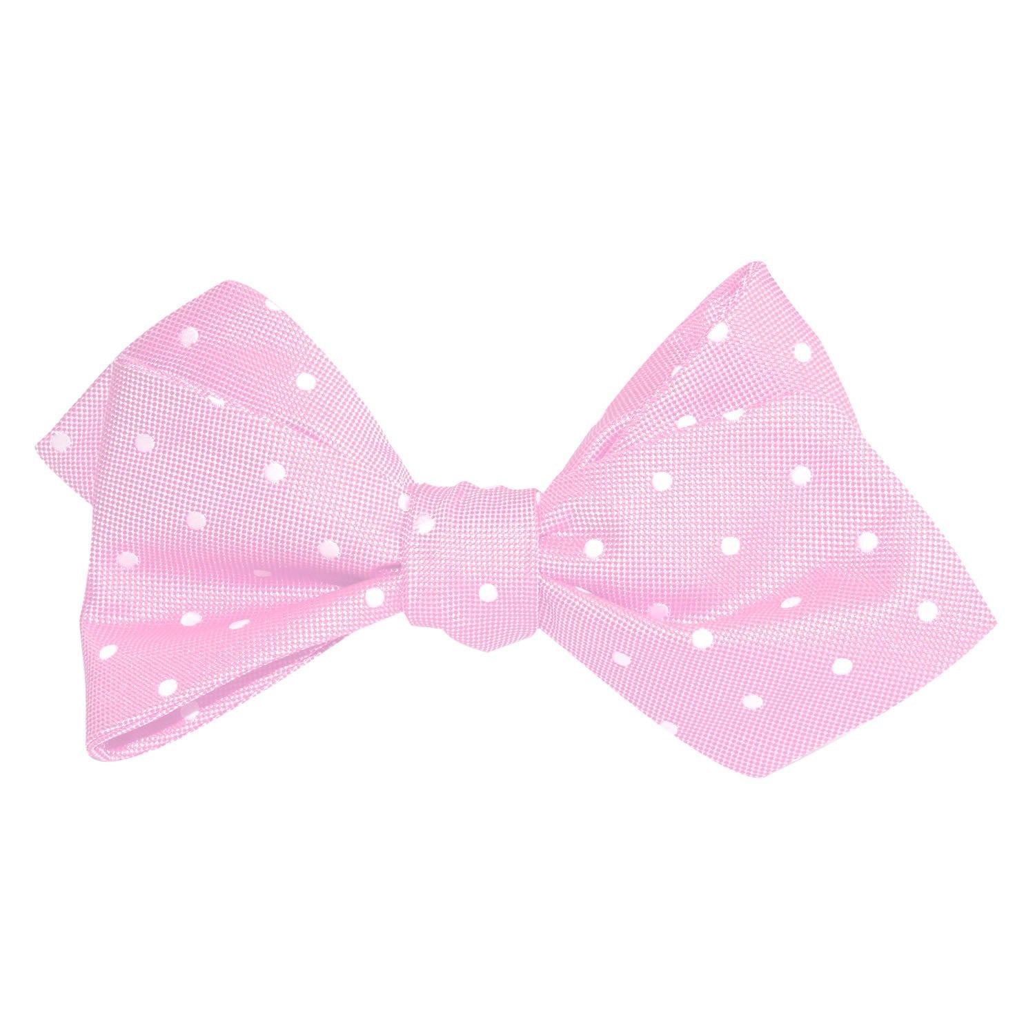 Baby Pink with White Polka Dots Self Tie Diamond Tip Bow Tie