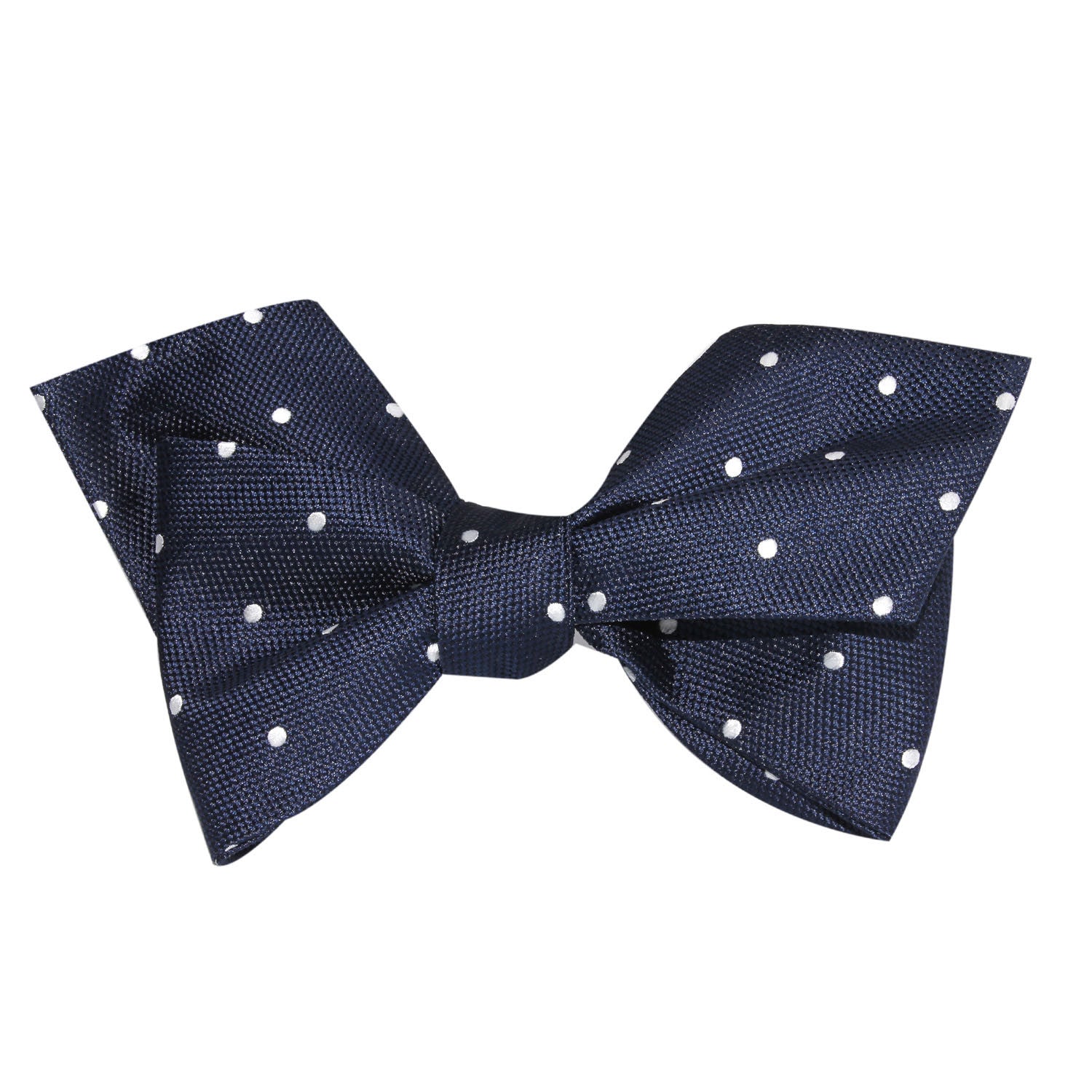 Navy Blue with White Polka Dots Self Tie Diamond Tip Bow Tie