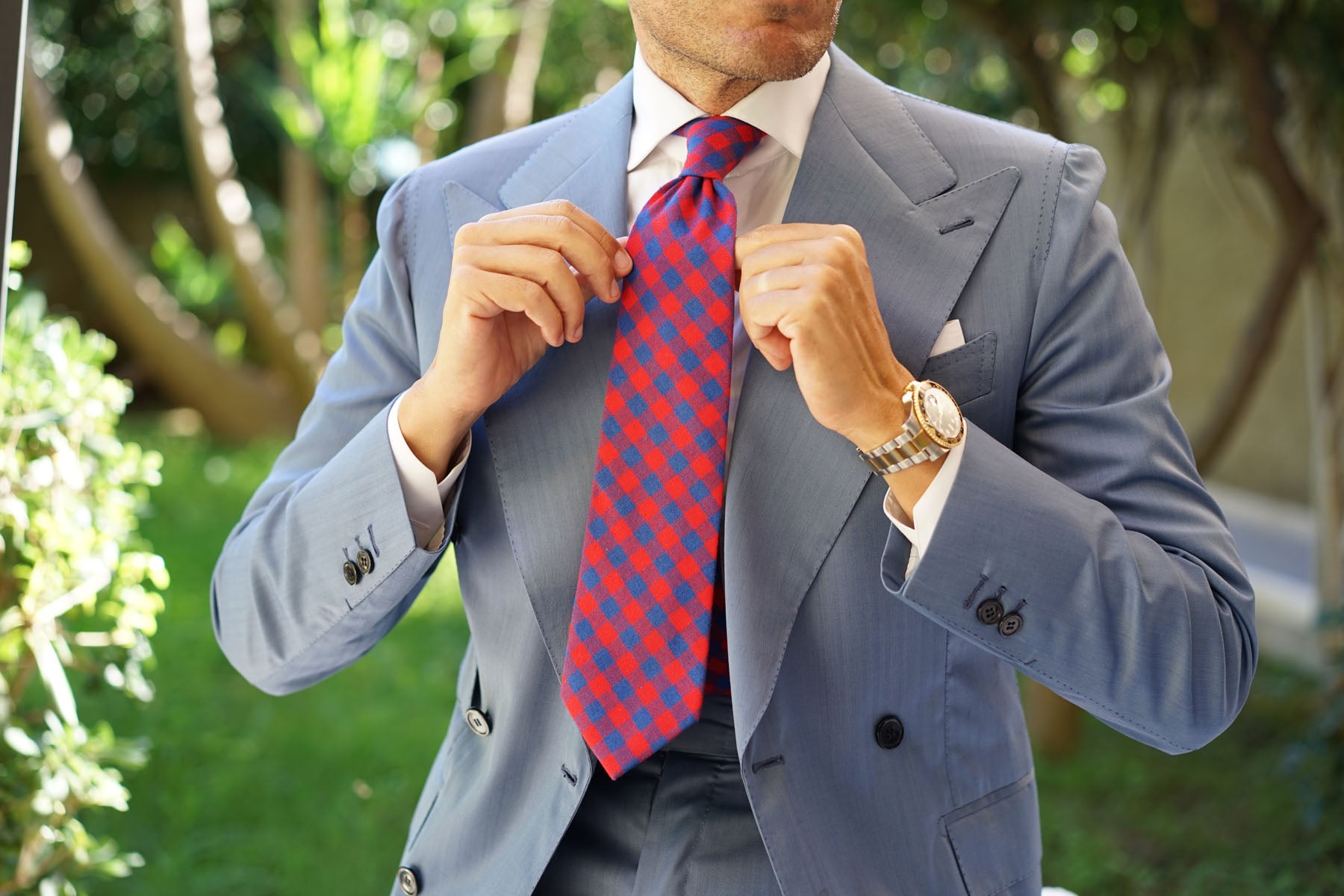 Blue & Red Gingham Tie