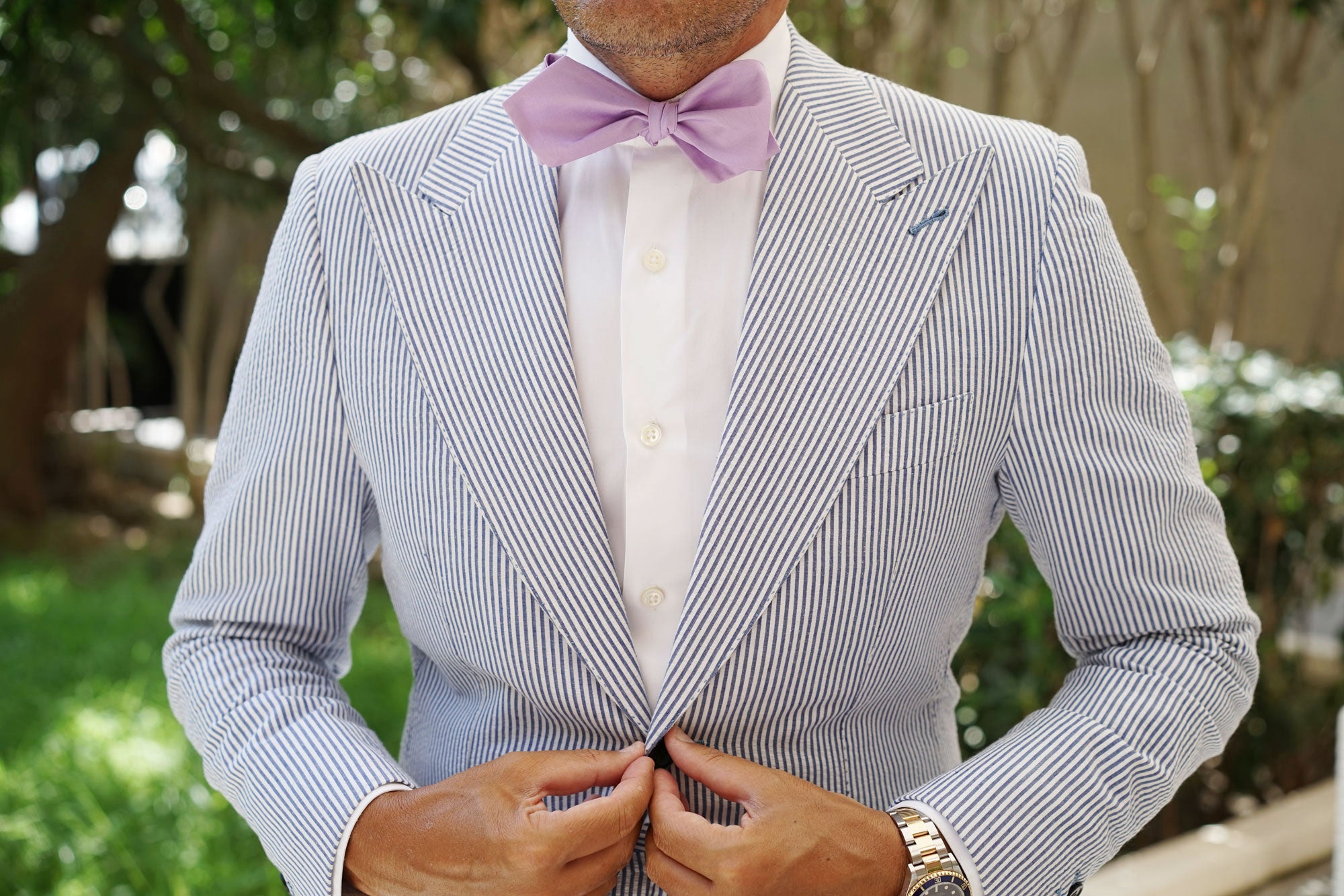 Lilac Purple Cotton Self Tie Diamond Tip Bow Tie