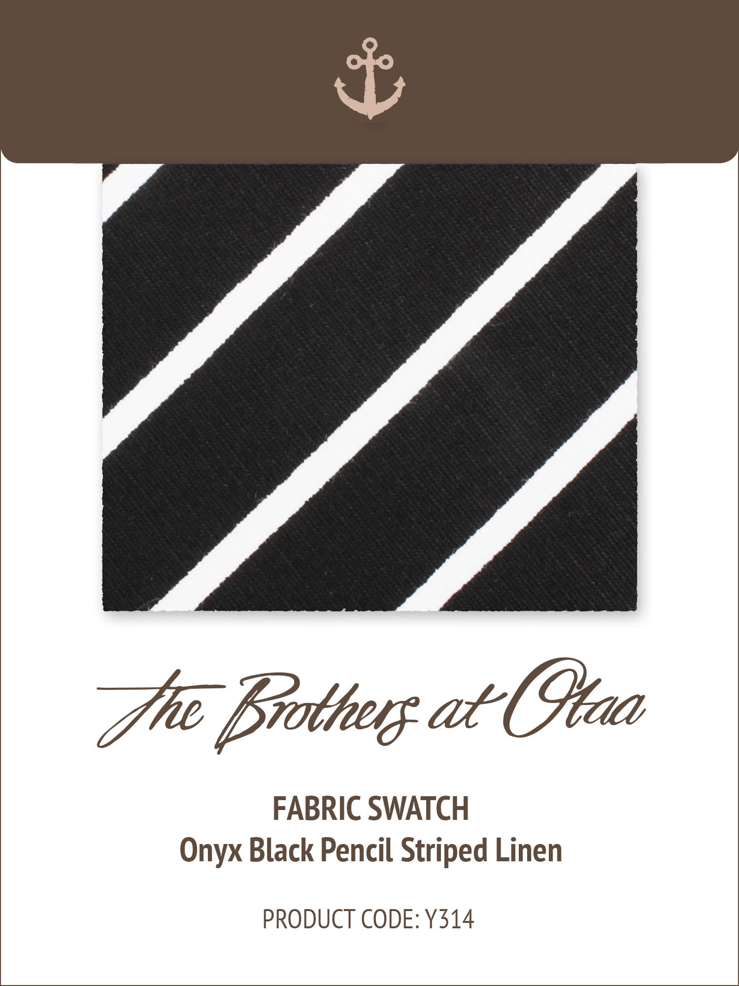 Fabric Swatch (Y314) - Onyx Black Pencil Striped Linen