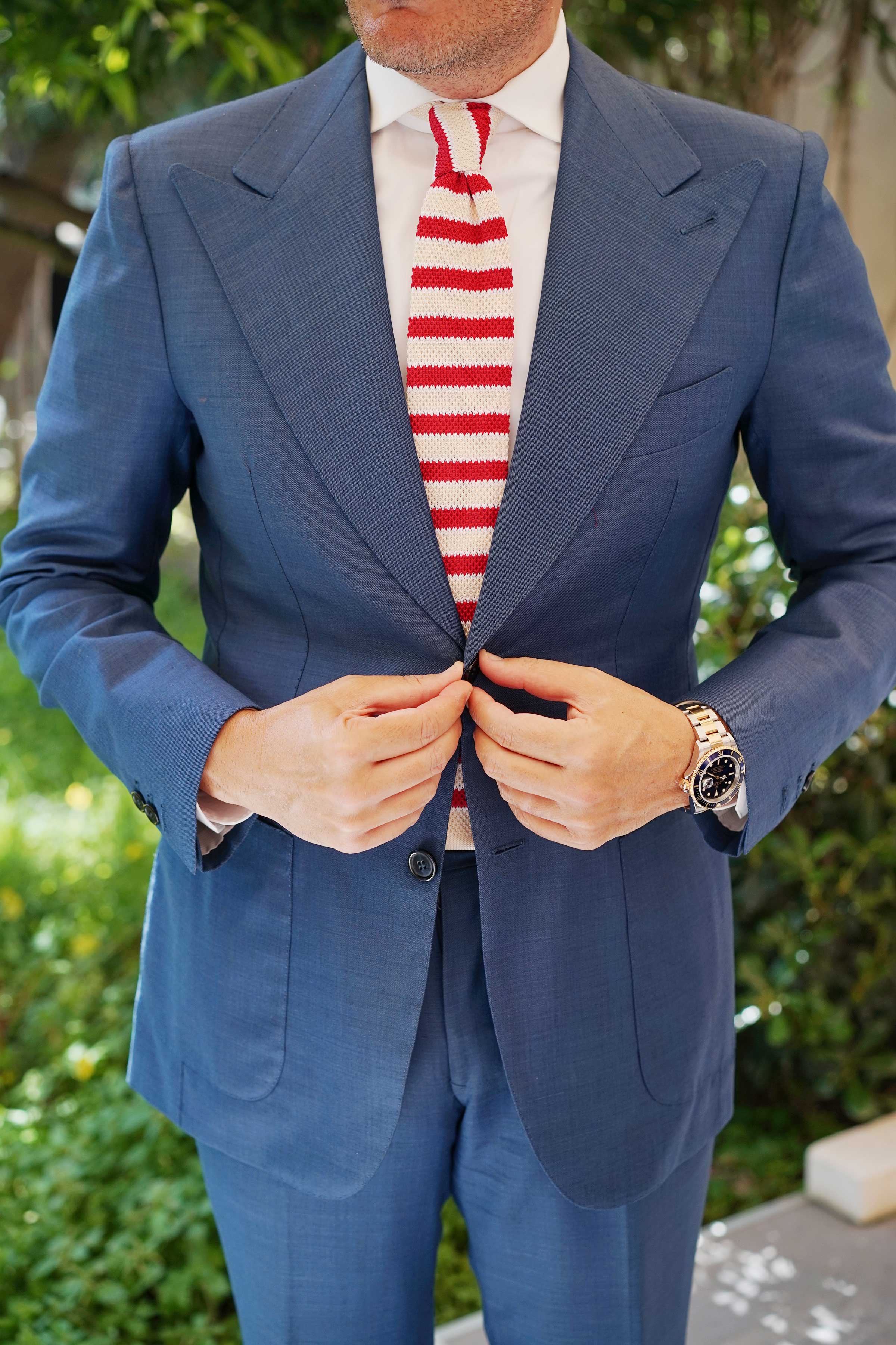 Mark Hanna Red Striped Knitted Tie