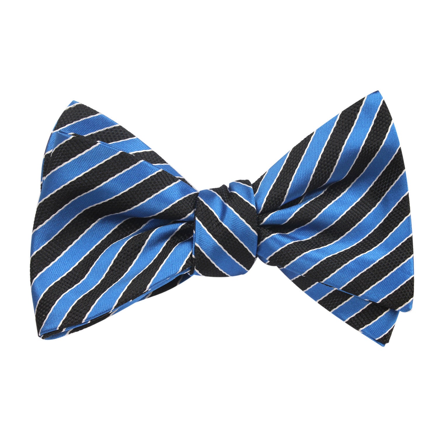 Striped Blue Black Bow Tie Untied