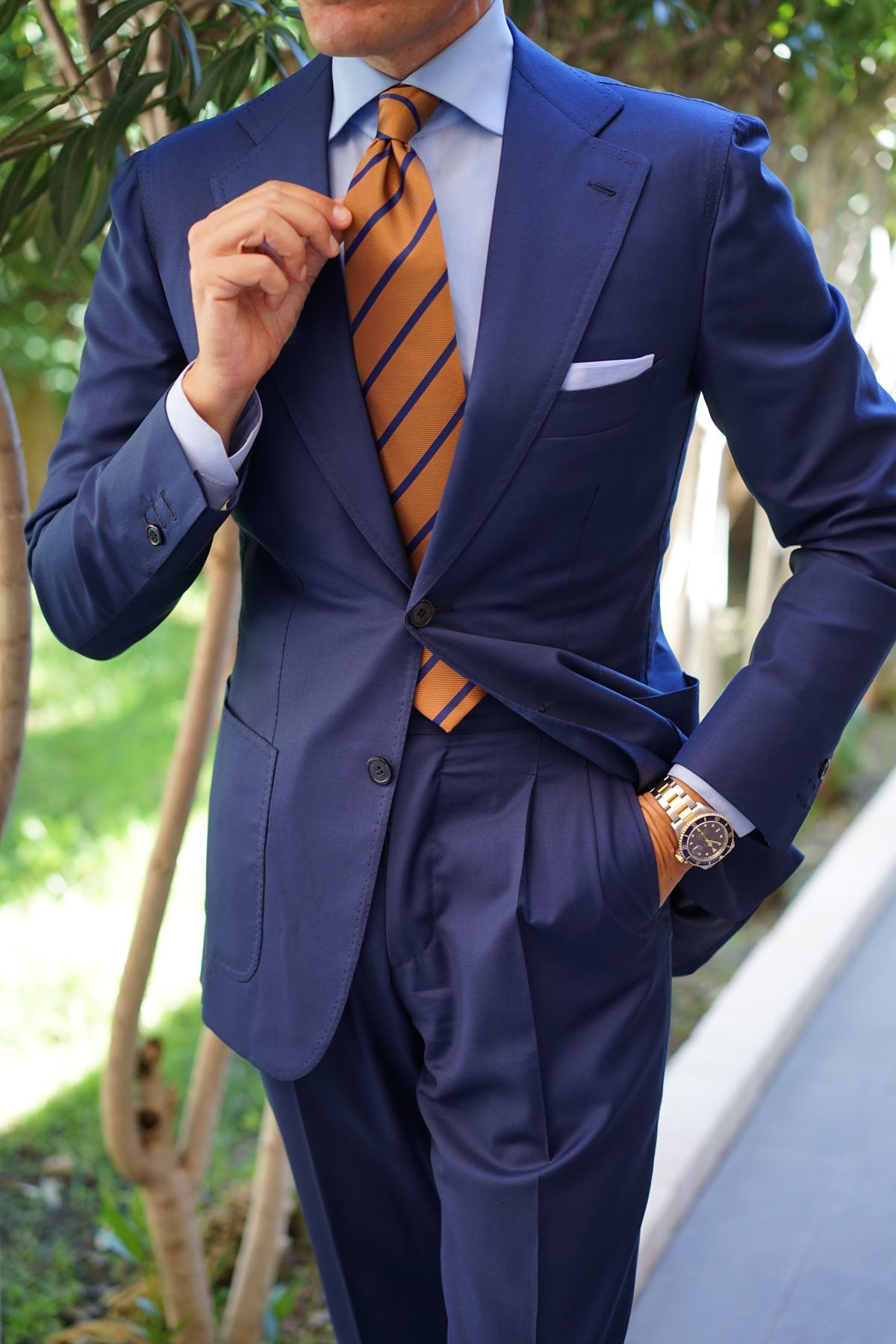 Golden Brown Pencil Stripe Tie