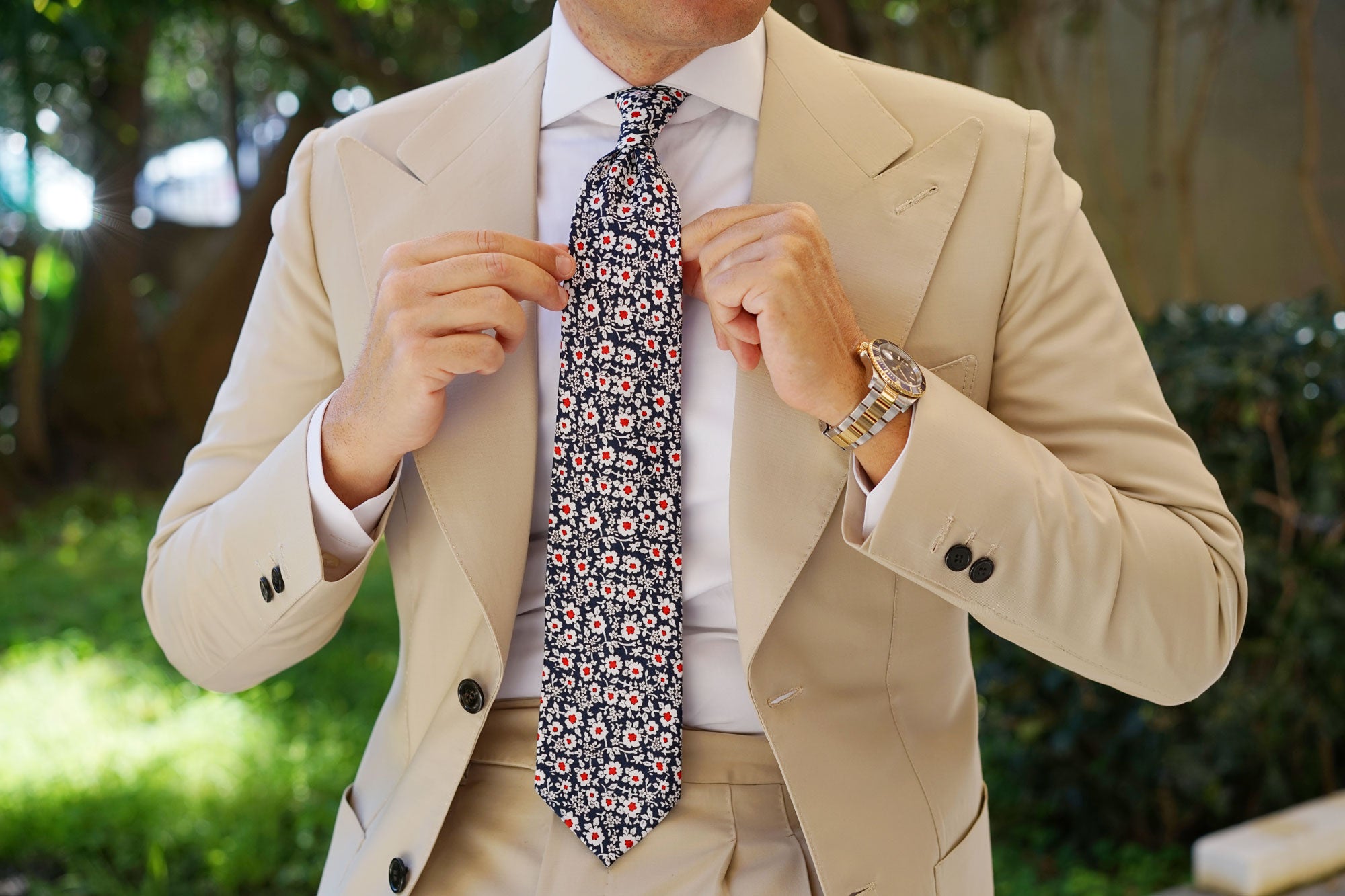 New York Navy Floral Tie