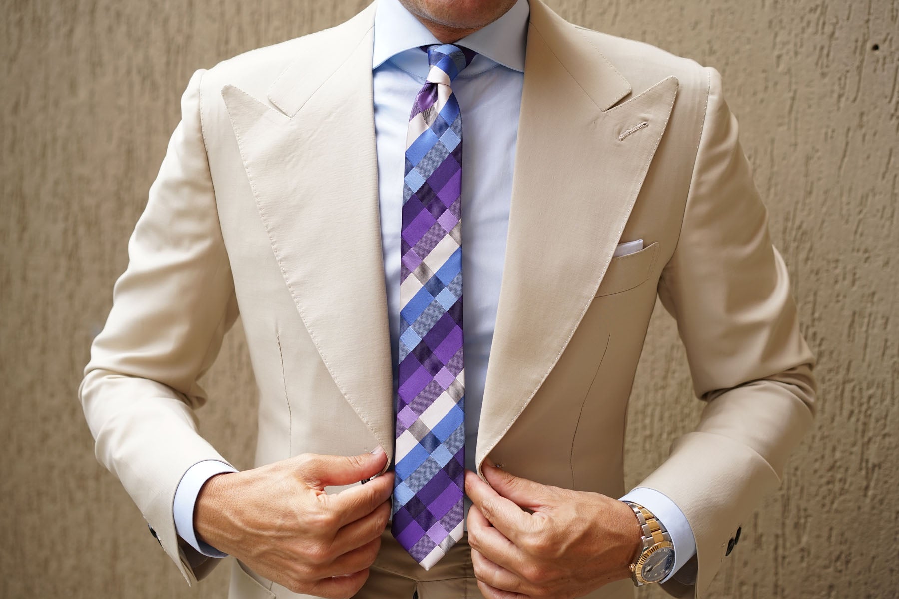 Royal Violet Checkered Skinny Tie