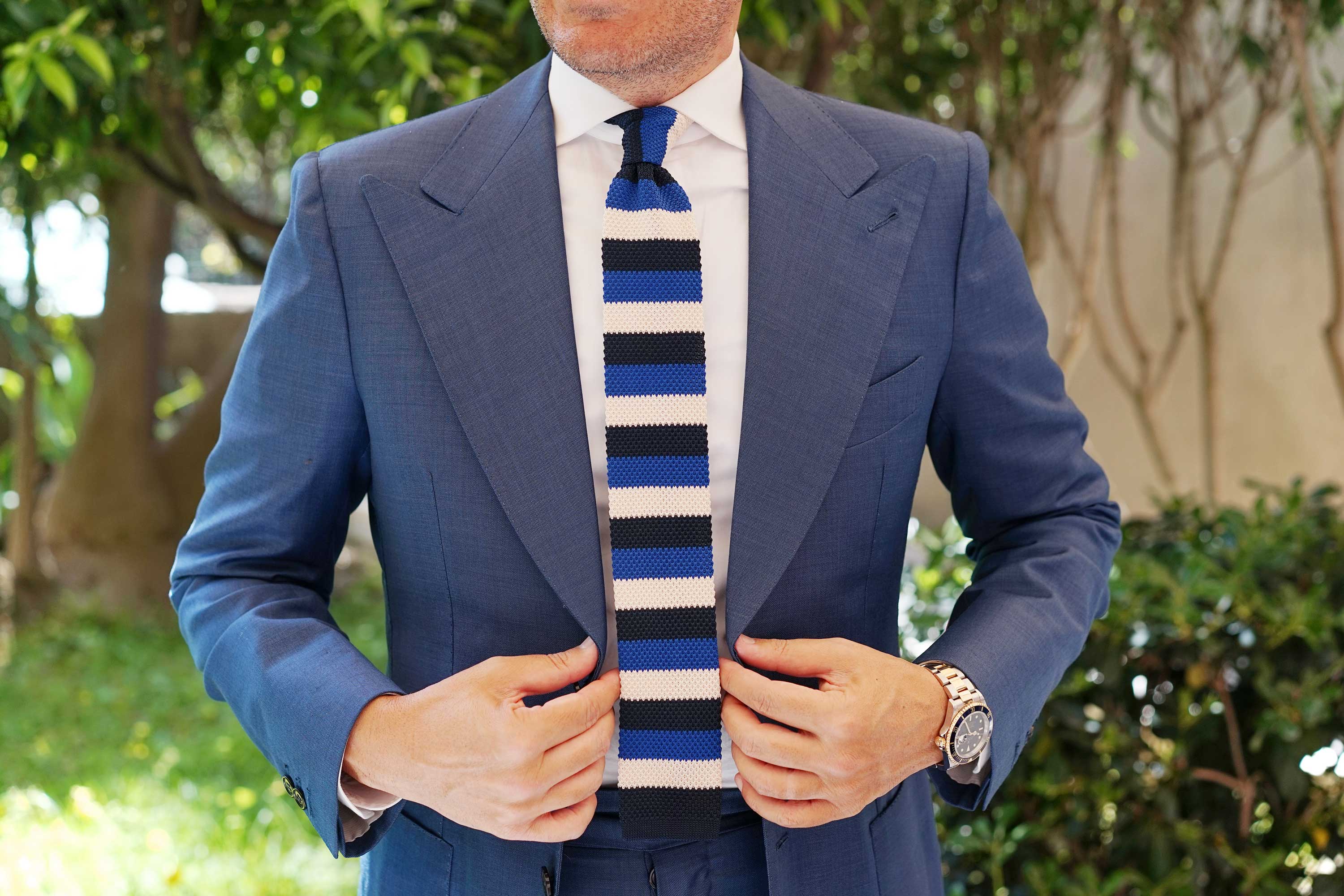 Jimmy the Gent Blue Striped Knitted Tie