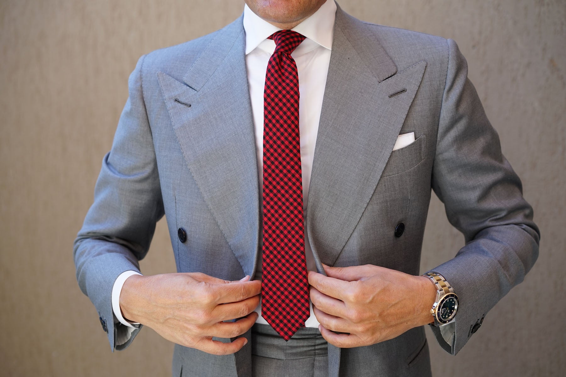 Red Belfast Gingham Skinny Tie