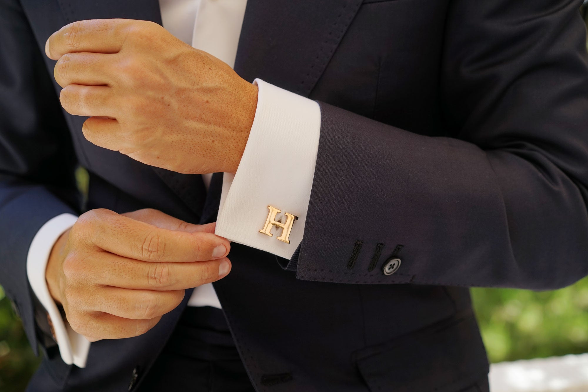 Rose Gold Letter H Cufflinks