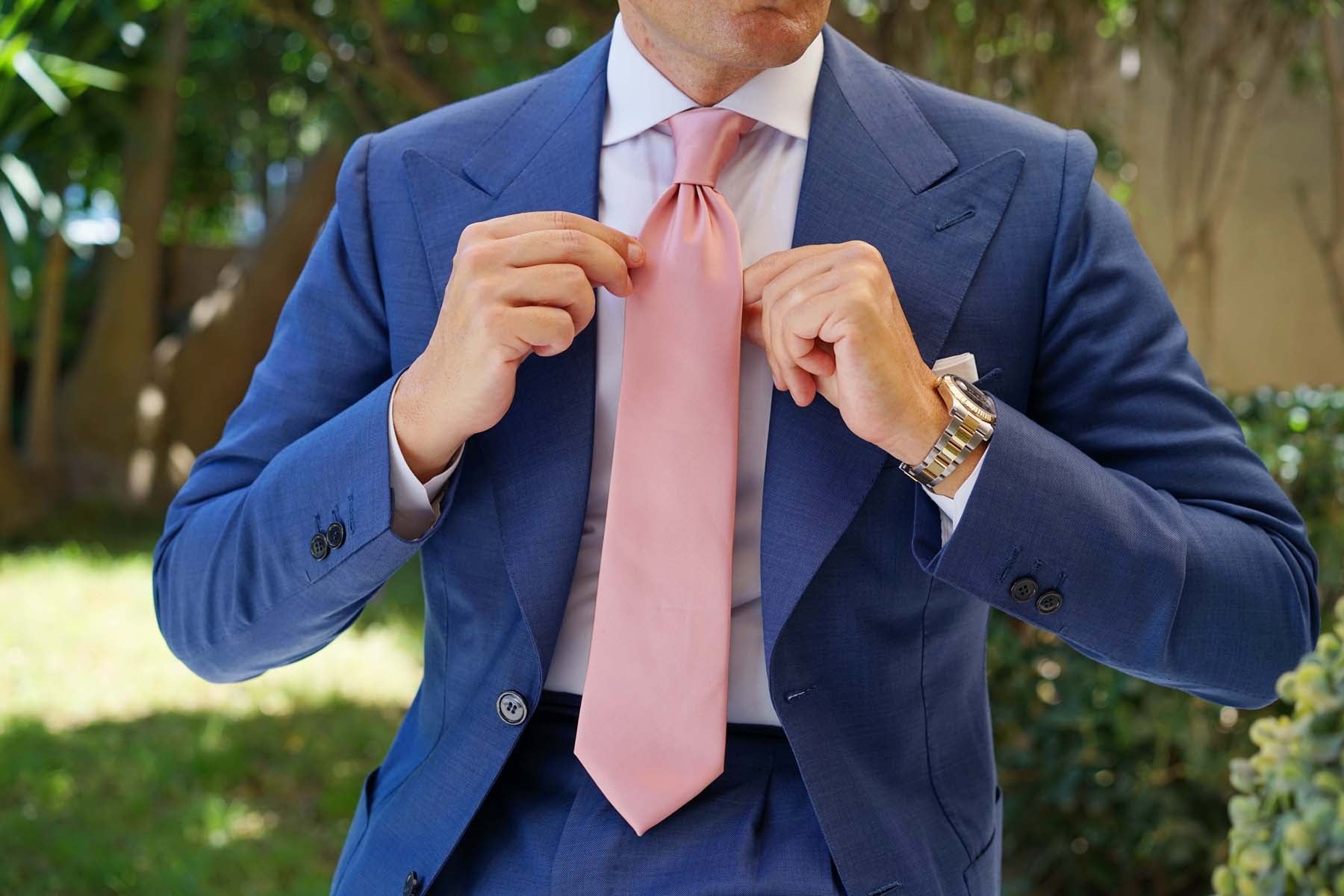 Dusty Blush Pink Satin Necktie