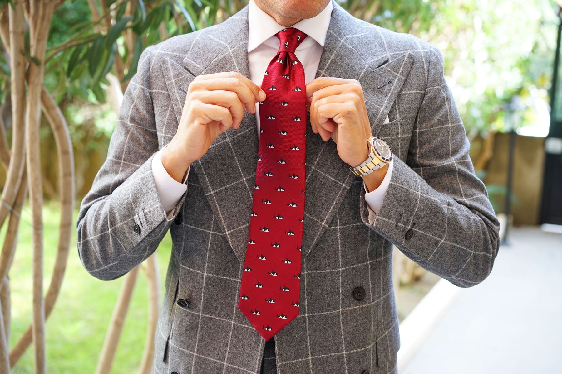 Burgundy Minke Whale Necktie