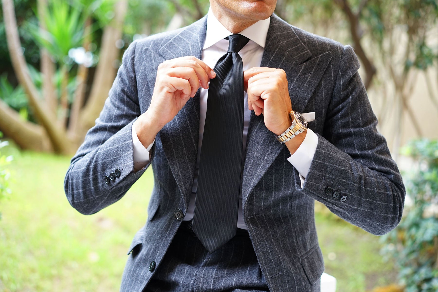 Jet Black Stripes Necktie