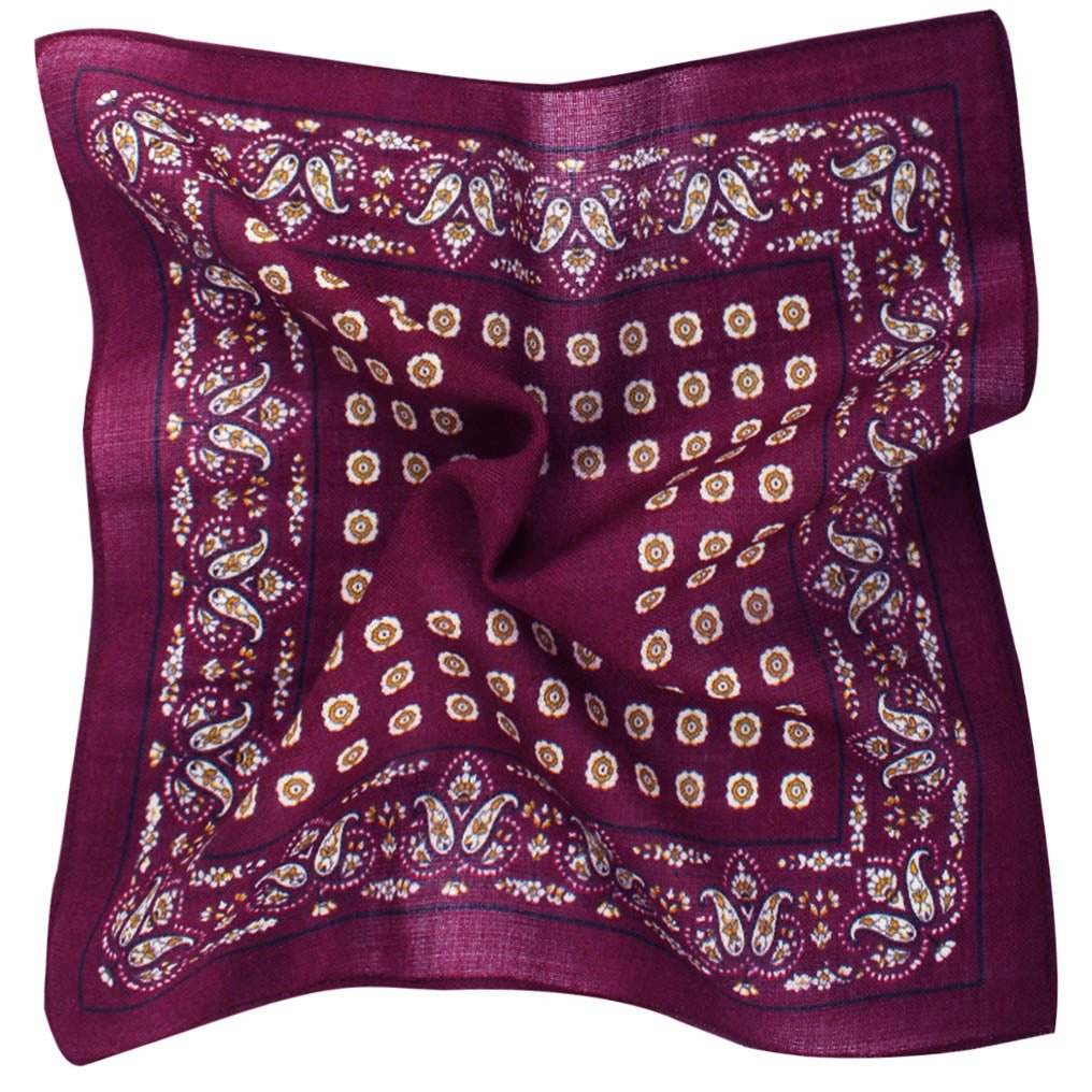 Mountbatten Burgundy Wool Pocket Square