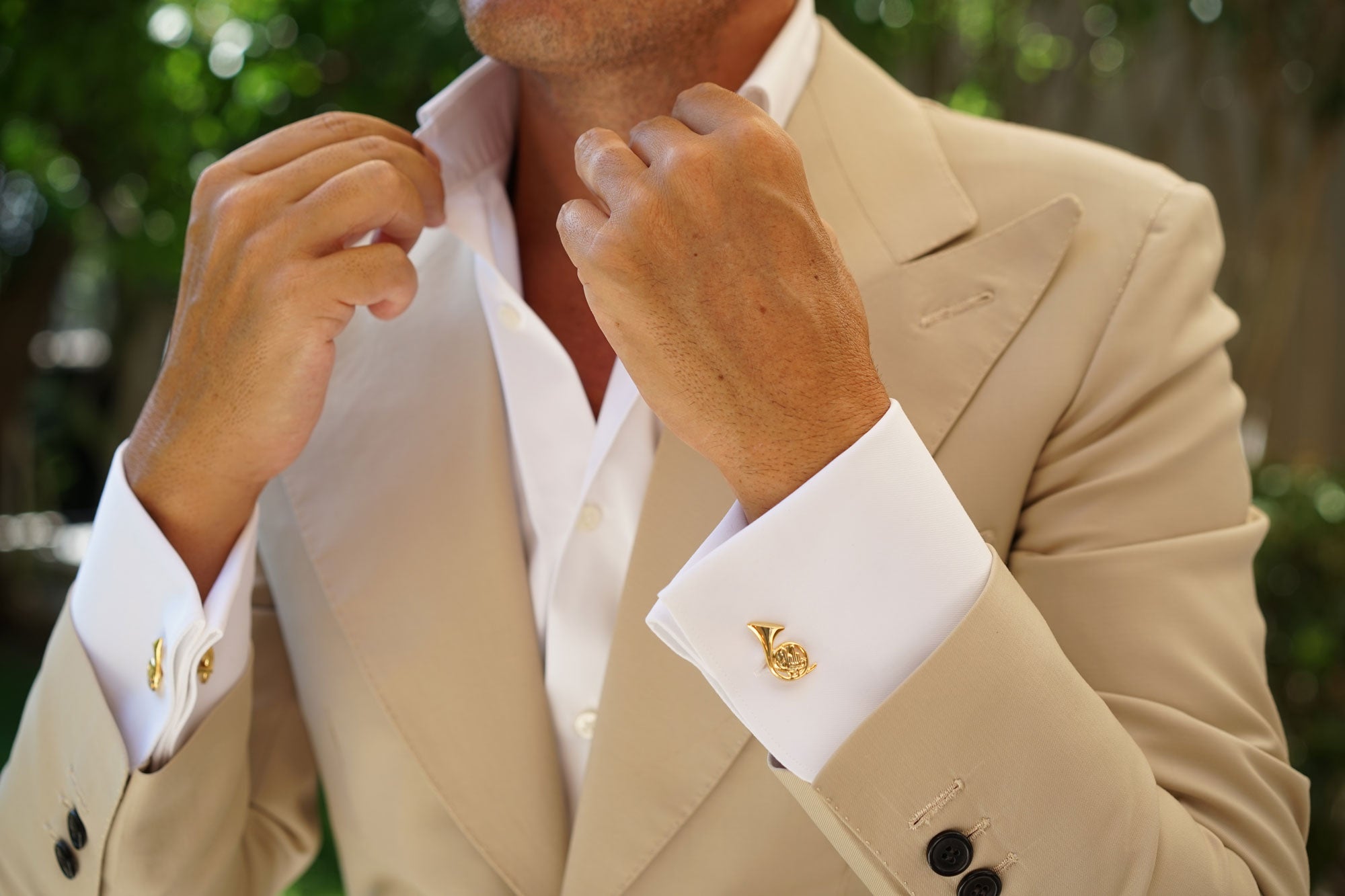 Jackie French Horn Gold Cufflinks