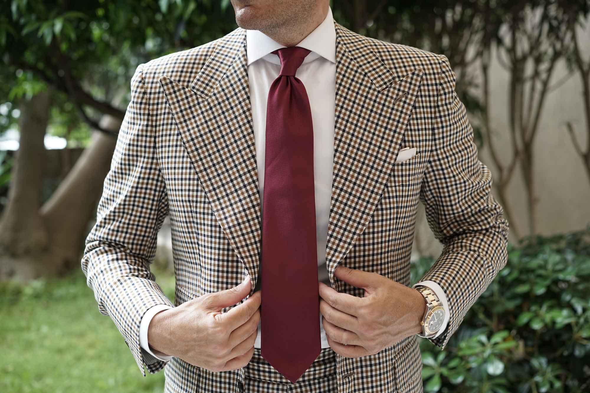 Burgundy Basket Weave Necktie