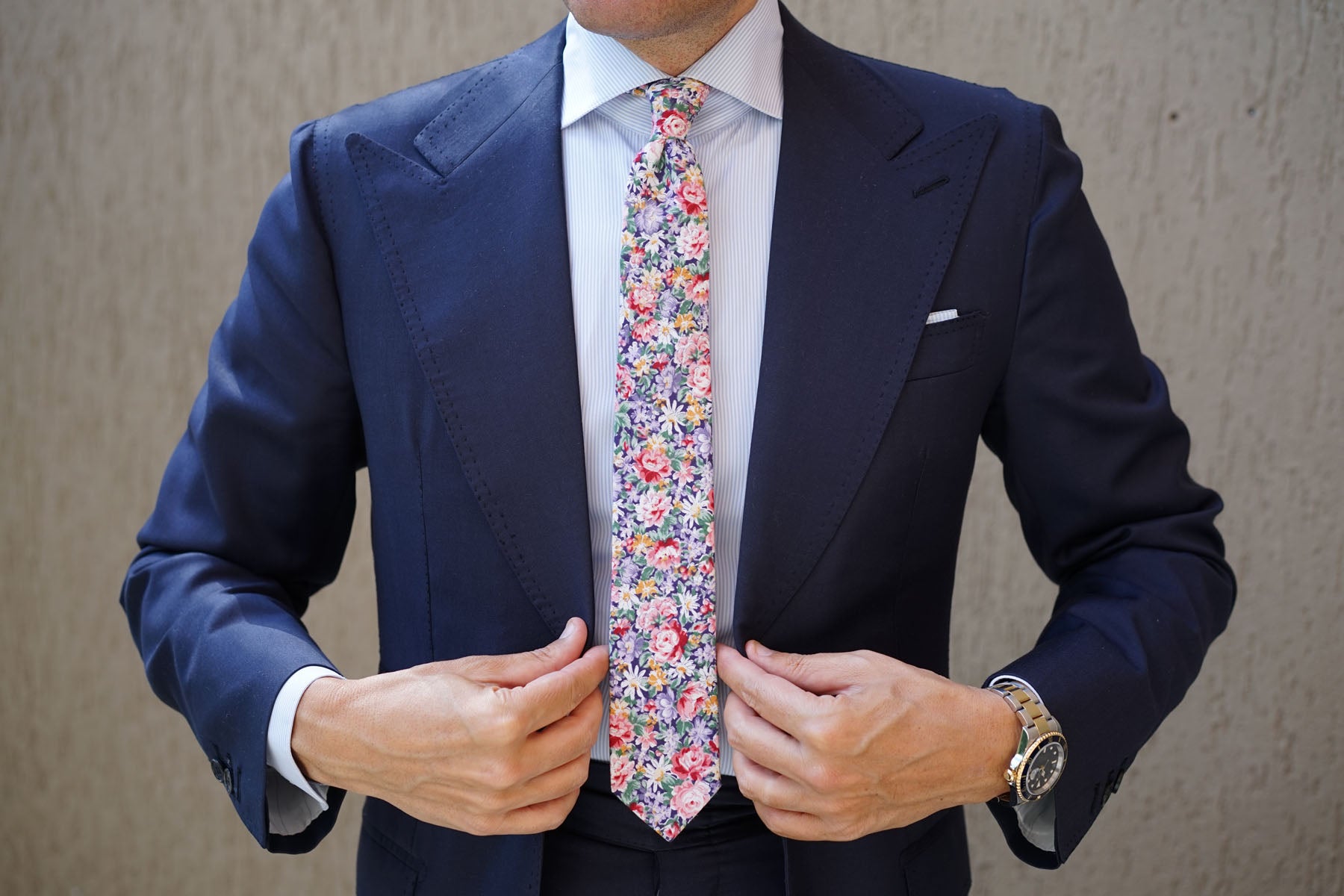 Purple Giverny Floral Skinny Tie