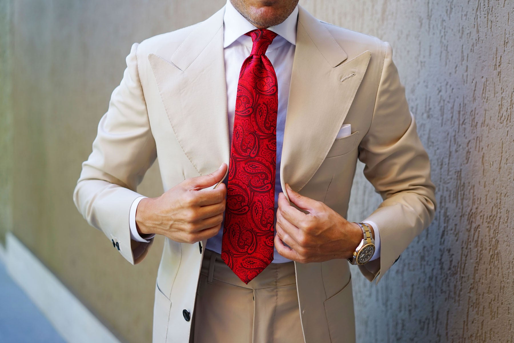 Paisley Red Maroon with Black Tie