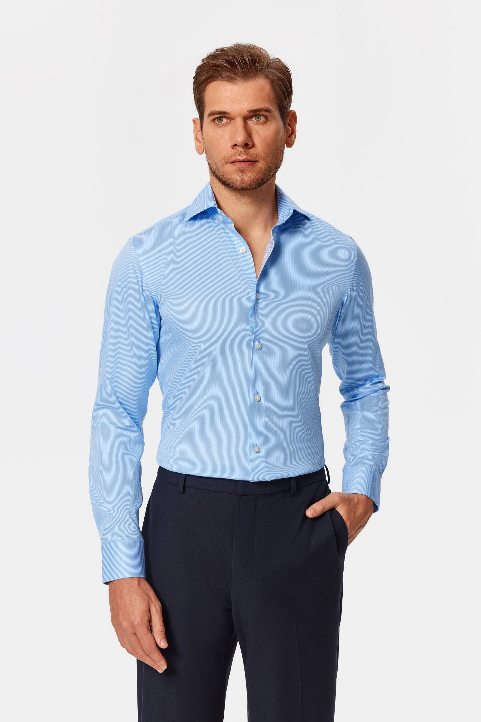 Washington White and Blue Twill Non-Iron Shirt