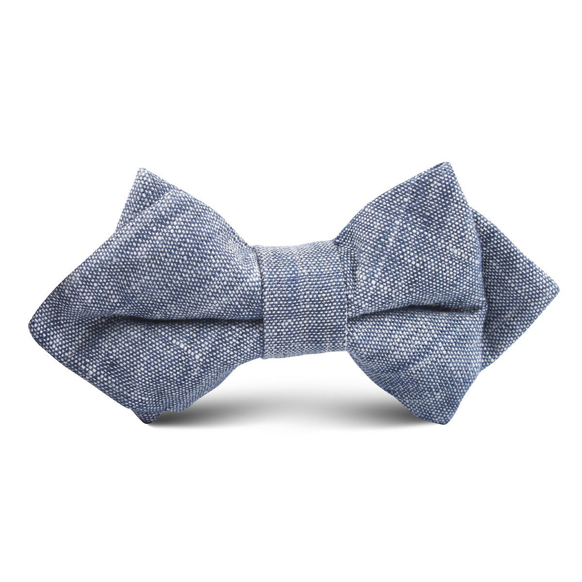 Navy Blue Linen Chambray Kids Diamond Bow Tie