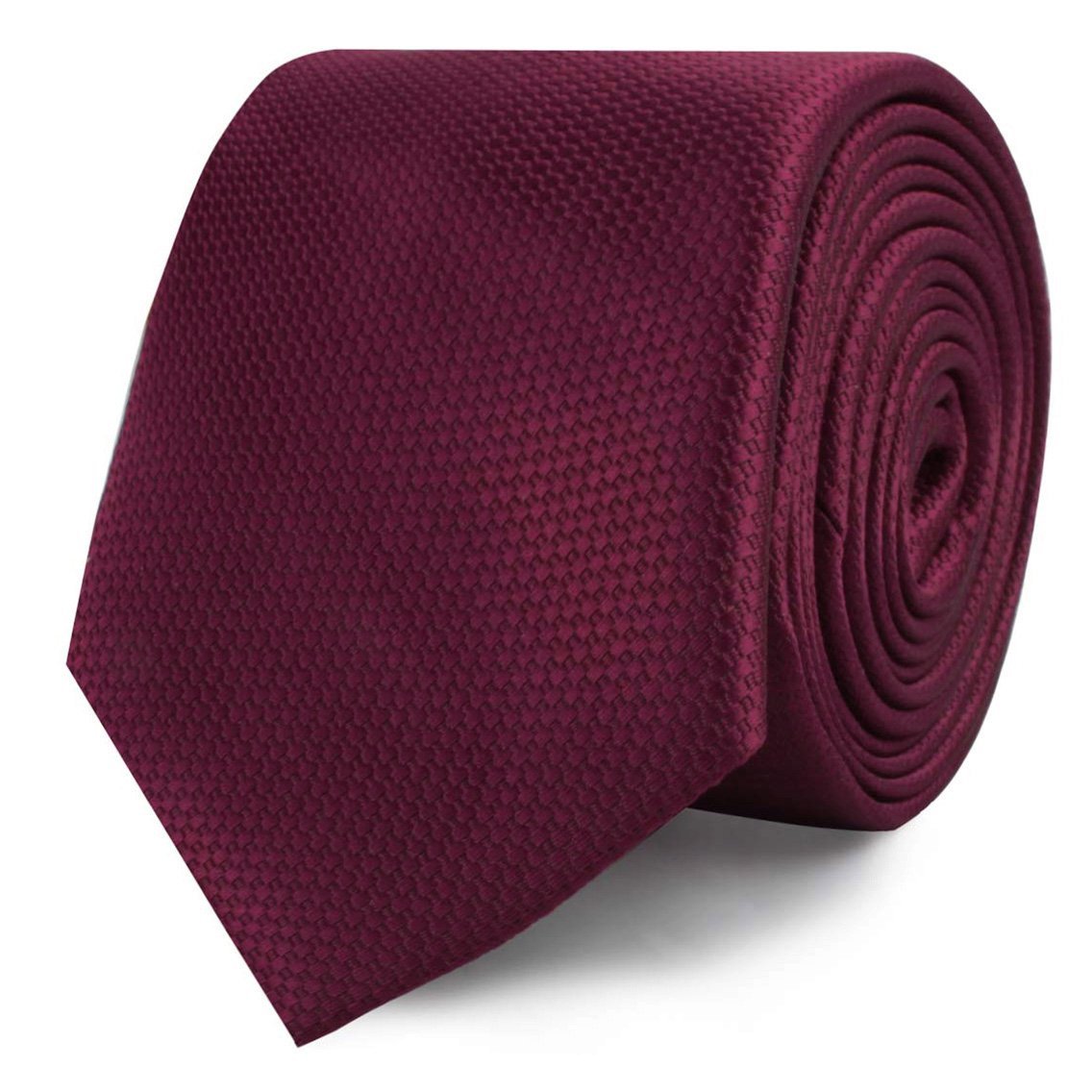 Burgundy Basket Weave Skinny Tie