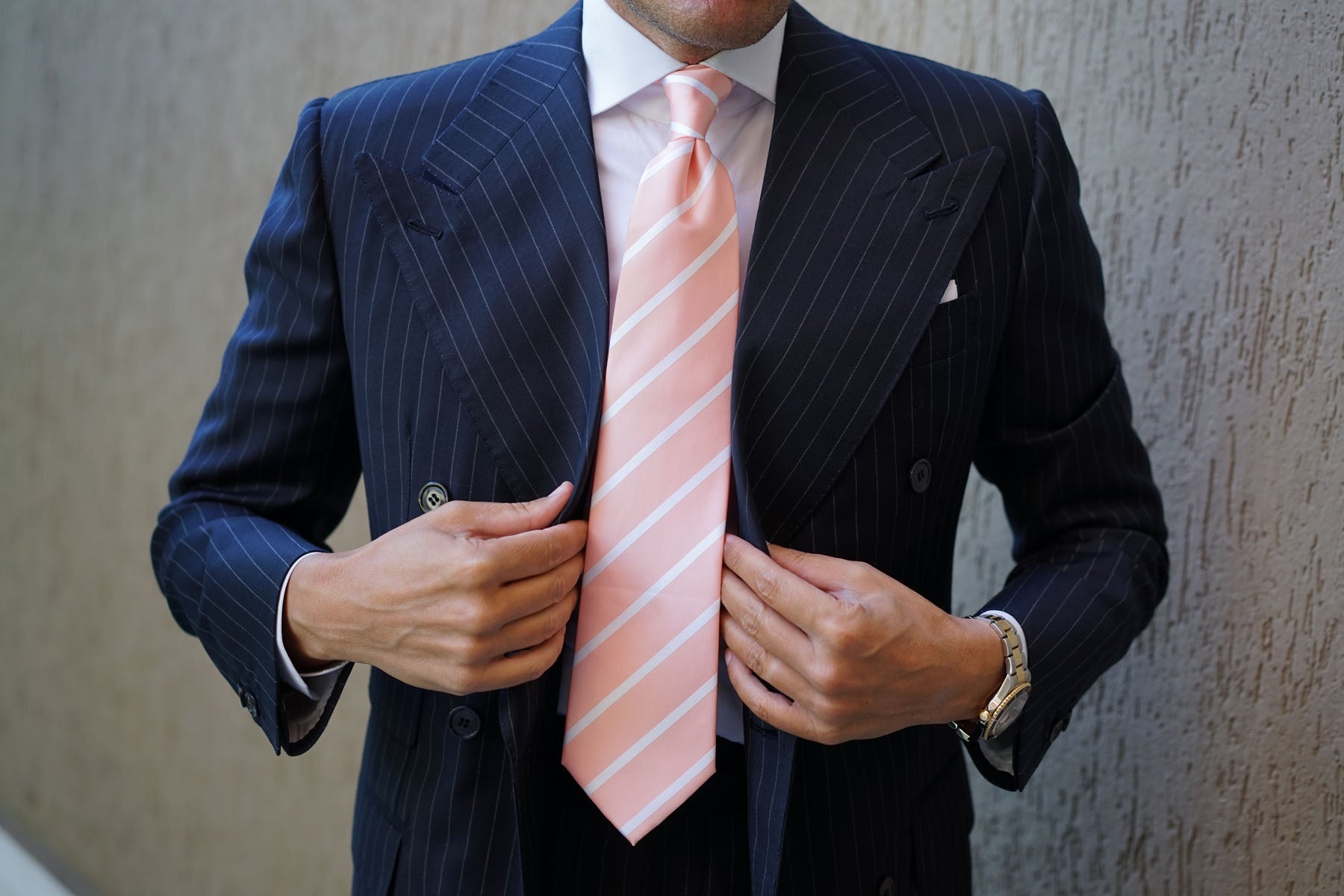 Peach Striped Necktie