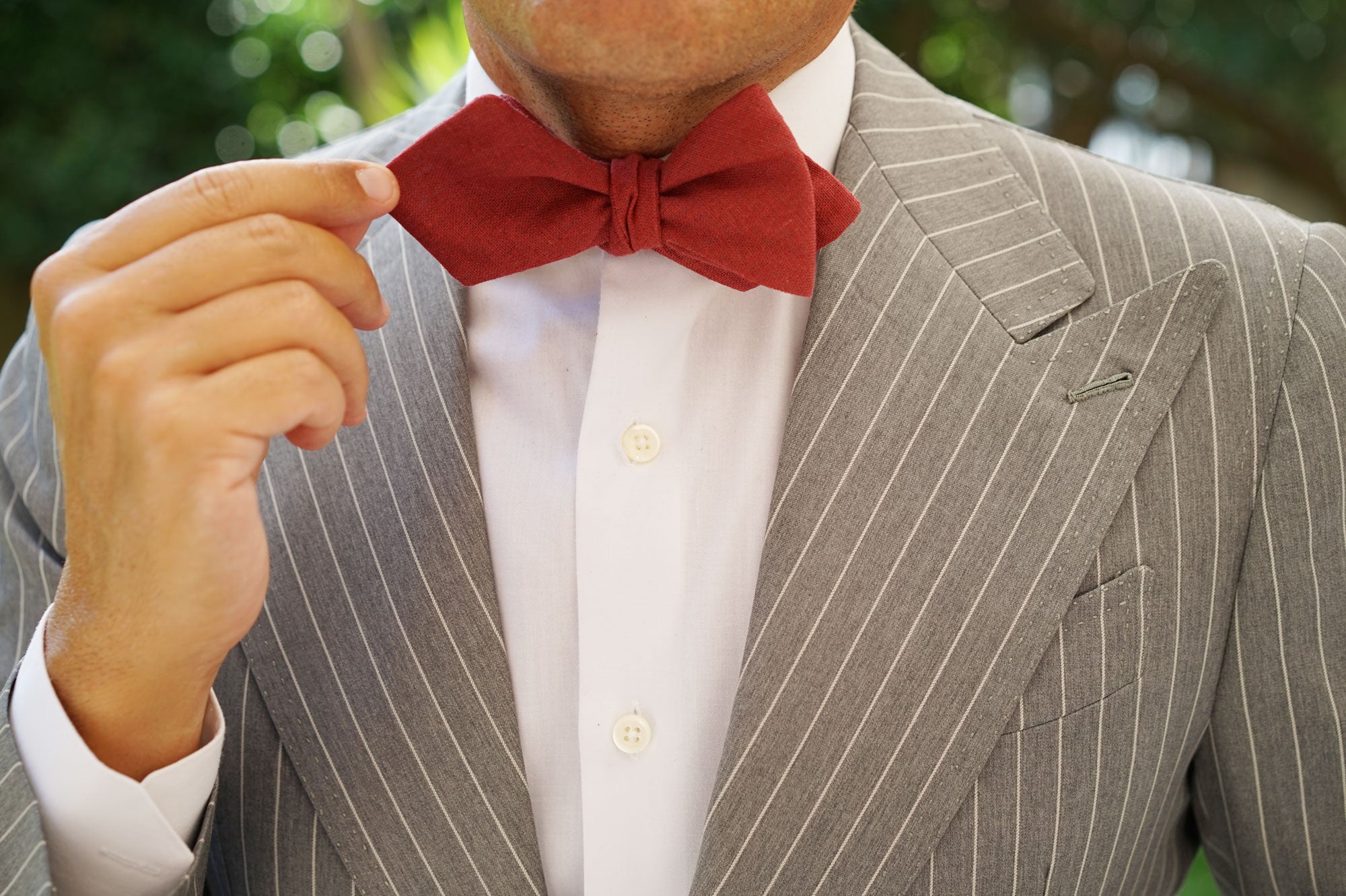 Maroon Slub Linen Self Tie Diamond Bow Tie