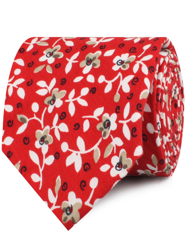 Yukata Red Floral Necktie