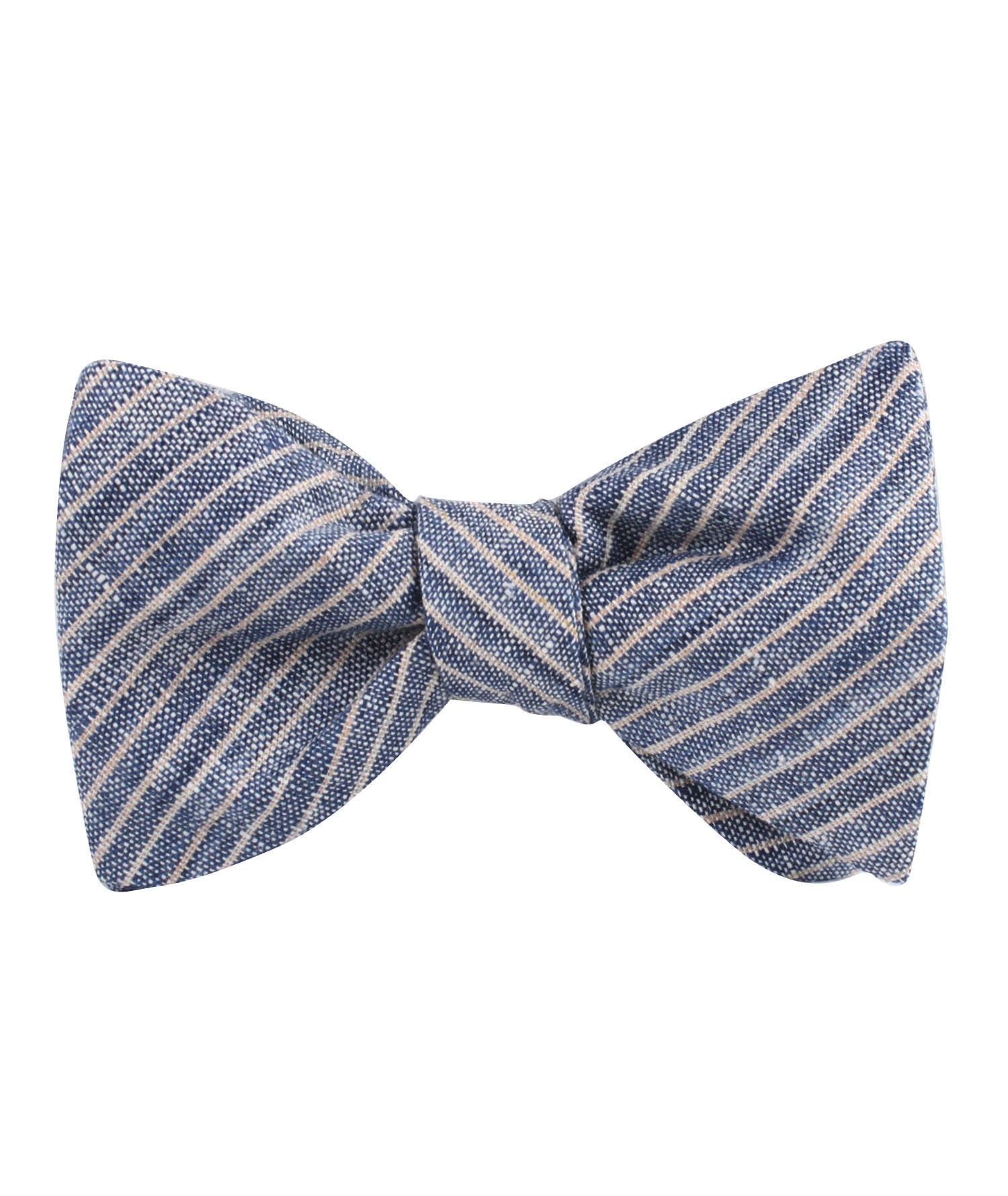 Blue Dry Cold Linen Pinstripe Self Bow Tie