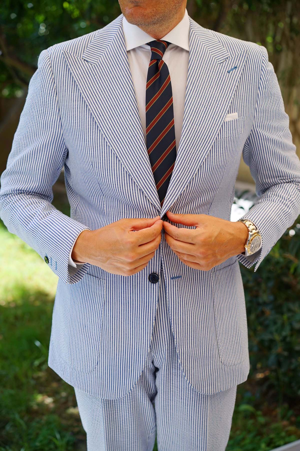 Cambridge Navy Blue with Royal Red Stripes Skinny Tie